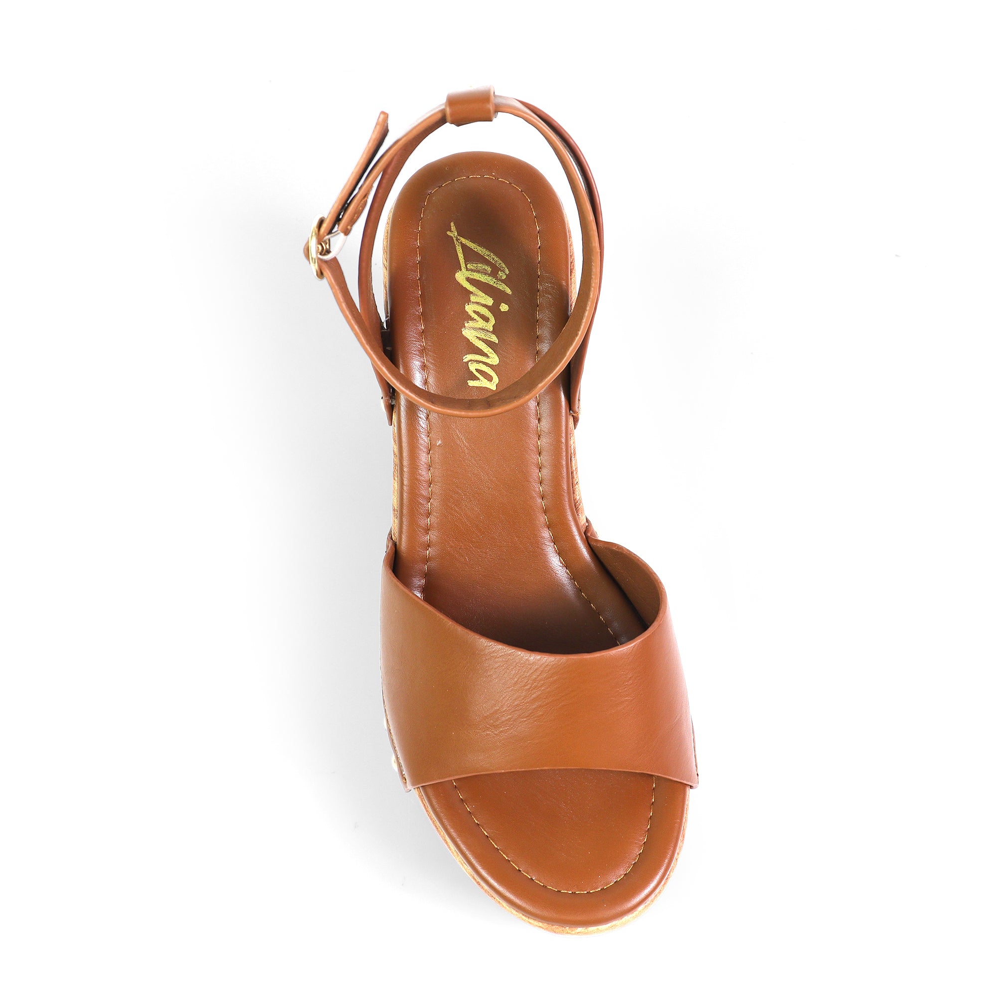 ERIN-1 ANKLE STRAP STUD WEDGE TAN