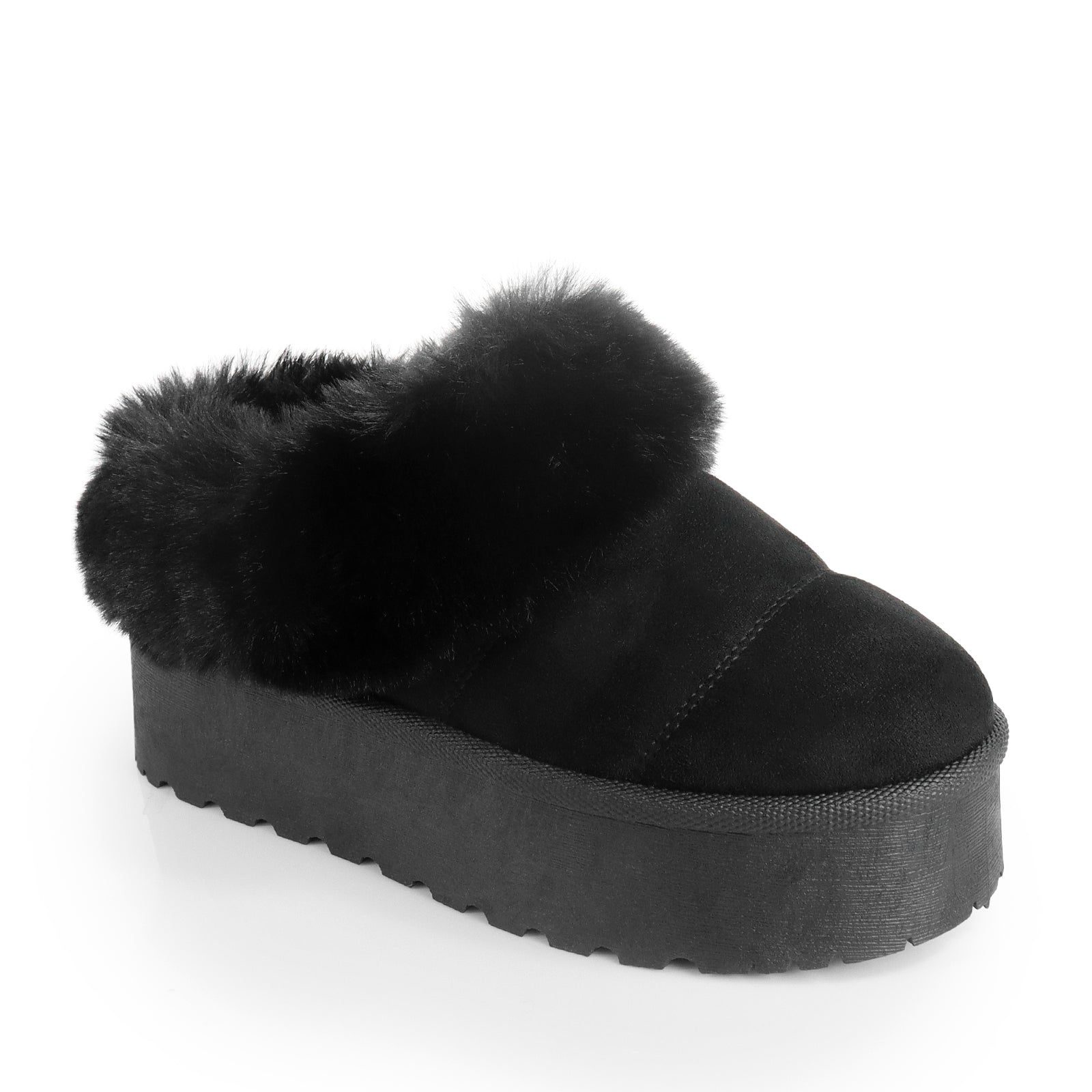 ERKLEY-1 FAUX FUR THICK PLATFORM BOOTIE BLACK