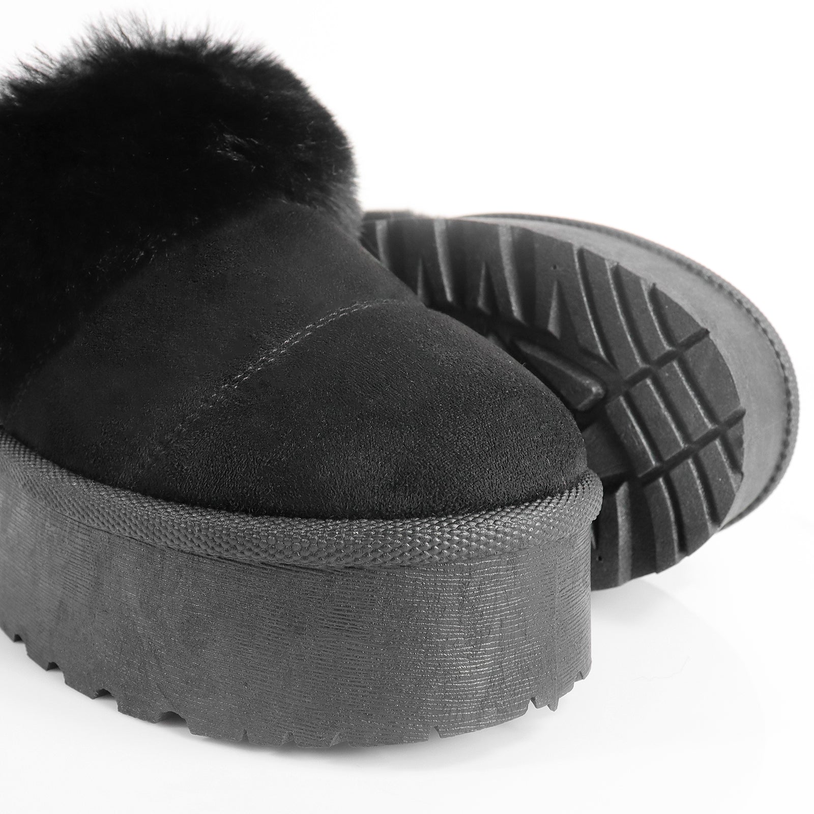 ERKLEY-1 FAUX FUR THICK PLATFORM BOOTIE BLACK