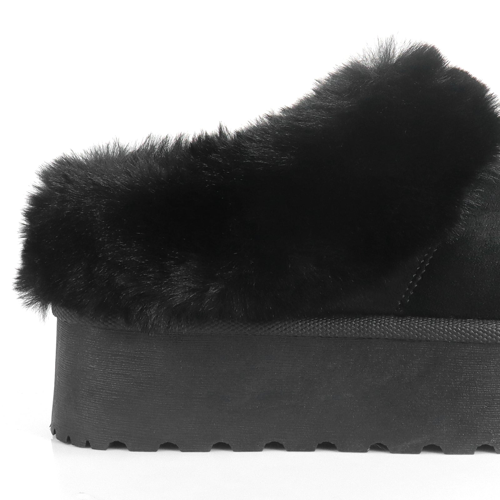 ERKLEY-1 FAUX FUR THICK PLATFORM BOOTIE BLACK