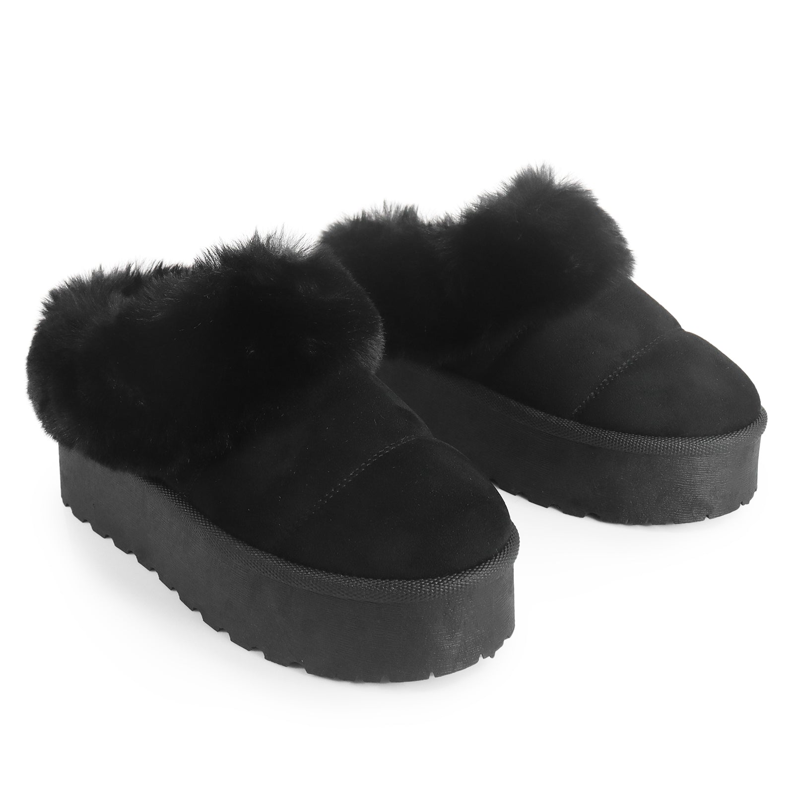 ERKLEY-1 FAUX FUR THICK PLATFORM BOOTIE BLACK