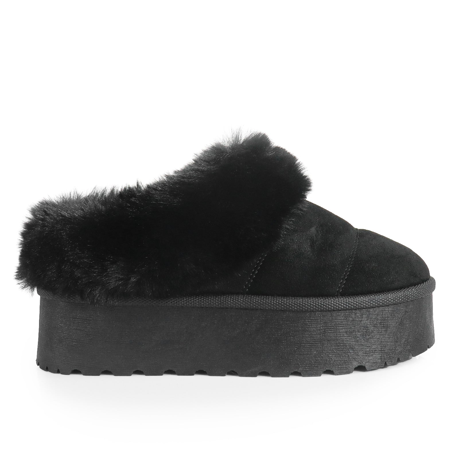 ERKLEY-1 FAUX FUR THICK PLATFORM BOOTIE BLACK