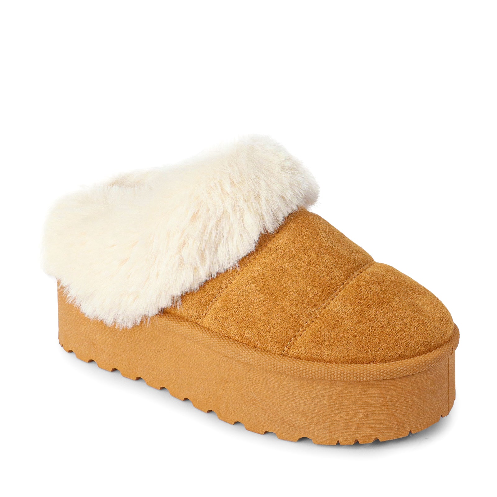 ERKLEY-1 FAUX FUR THICK PLATFORM BOOTIE CAMEL