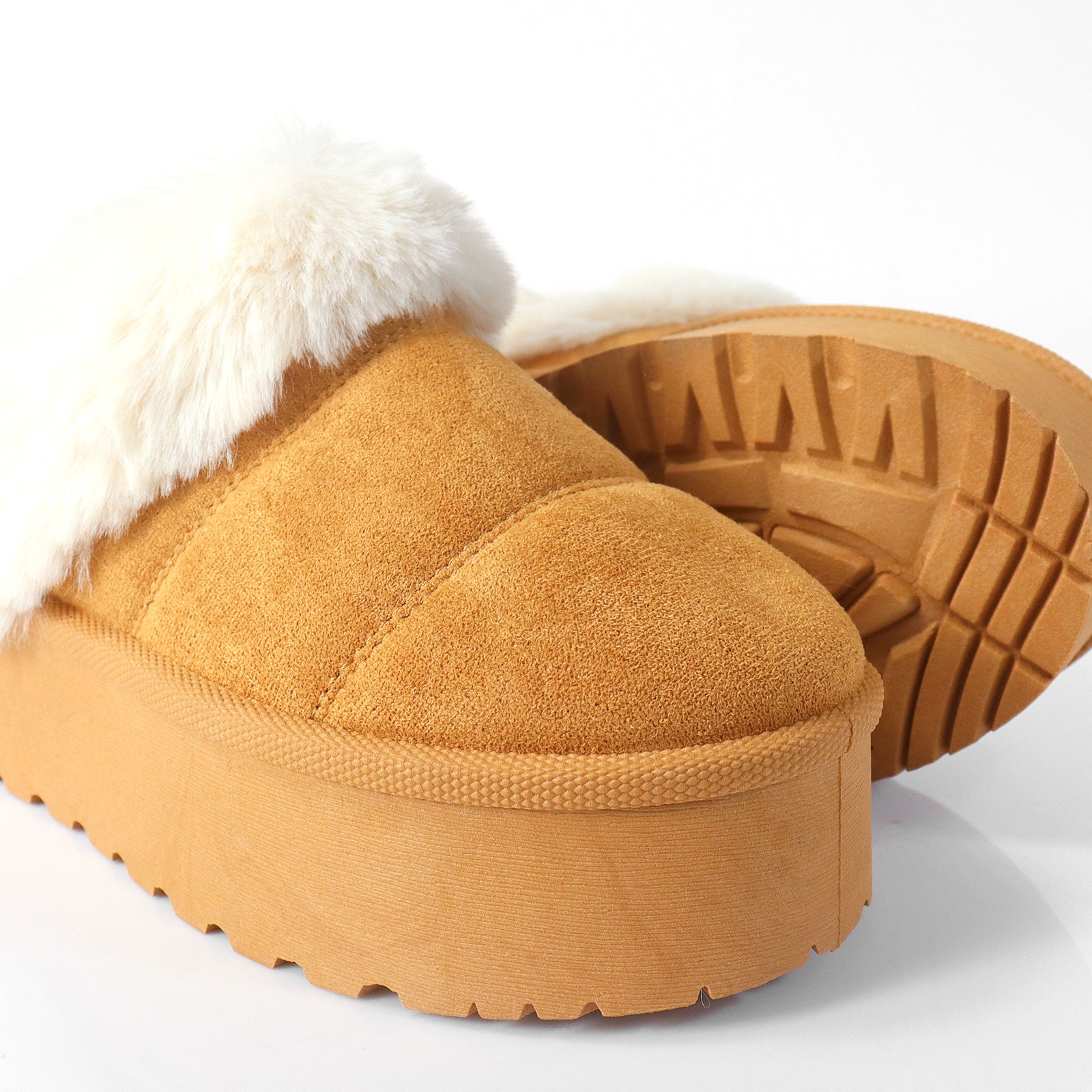ERKLEY-1 FAUX FUR THICK PLATFORM BOOTIE CAMEL