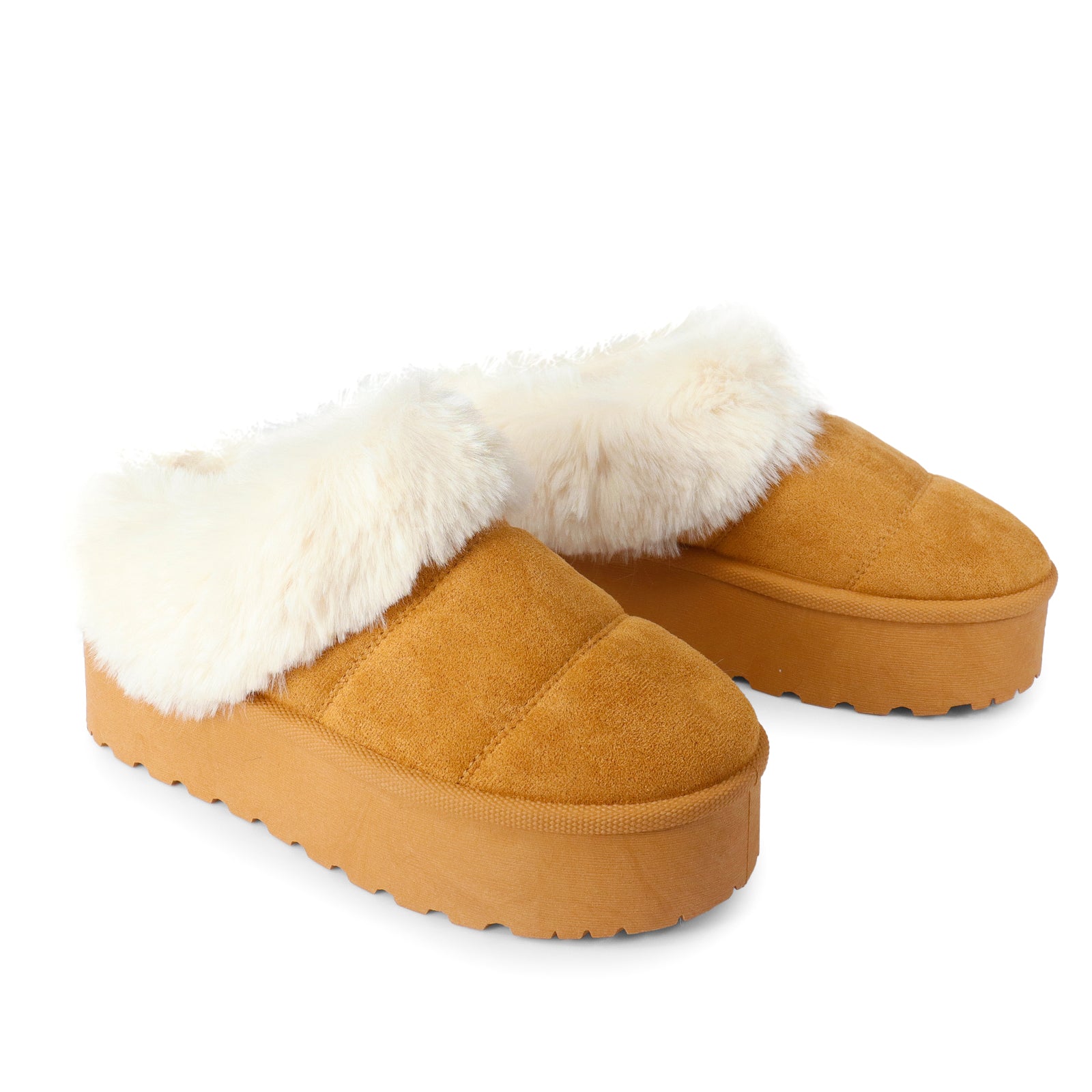ERKLEY-1 FAUX FUR THICK PLATFORM BOOTIE CAMEL