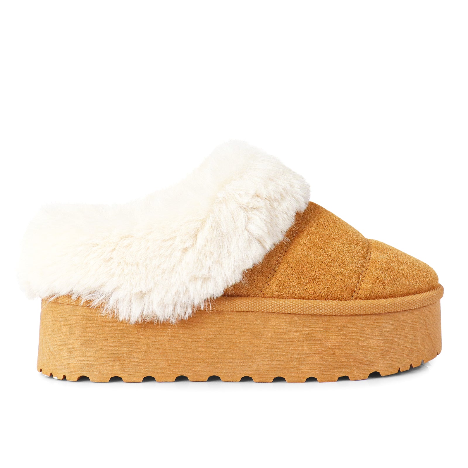 ERKLEY-1 FAUX FUR THICK PLATFORM BOOTIE CAMEL