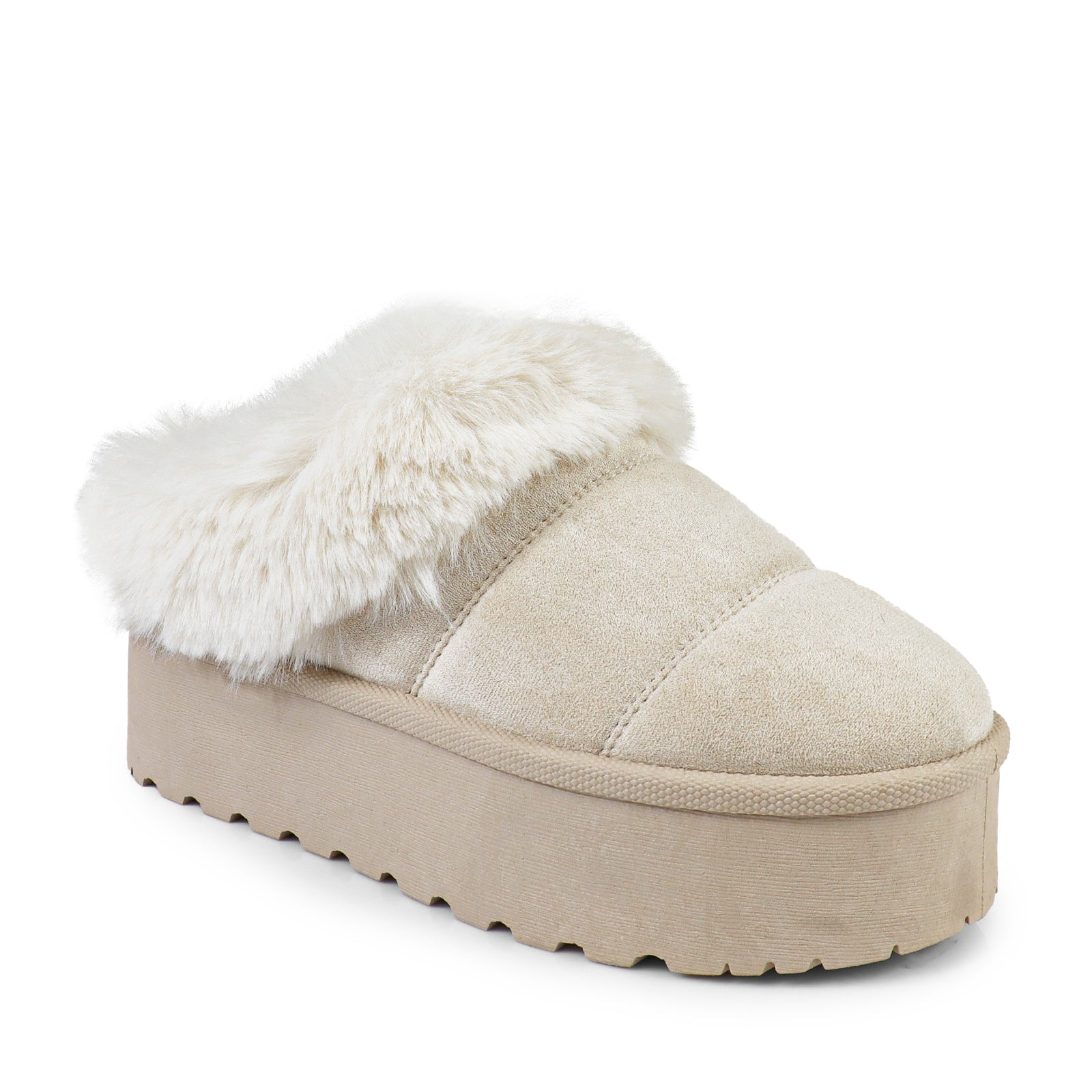 ERKLEY-1 FAUX FUR THICK PLATFORM BOOTIE CREAM