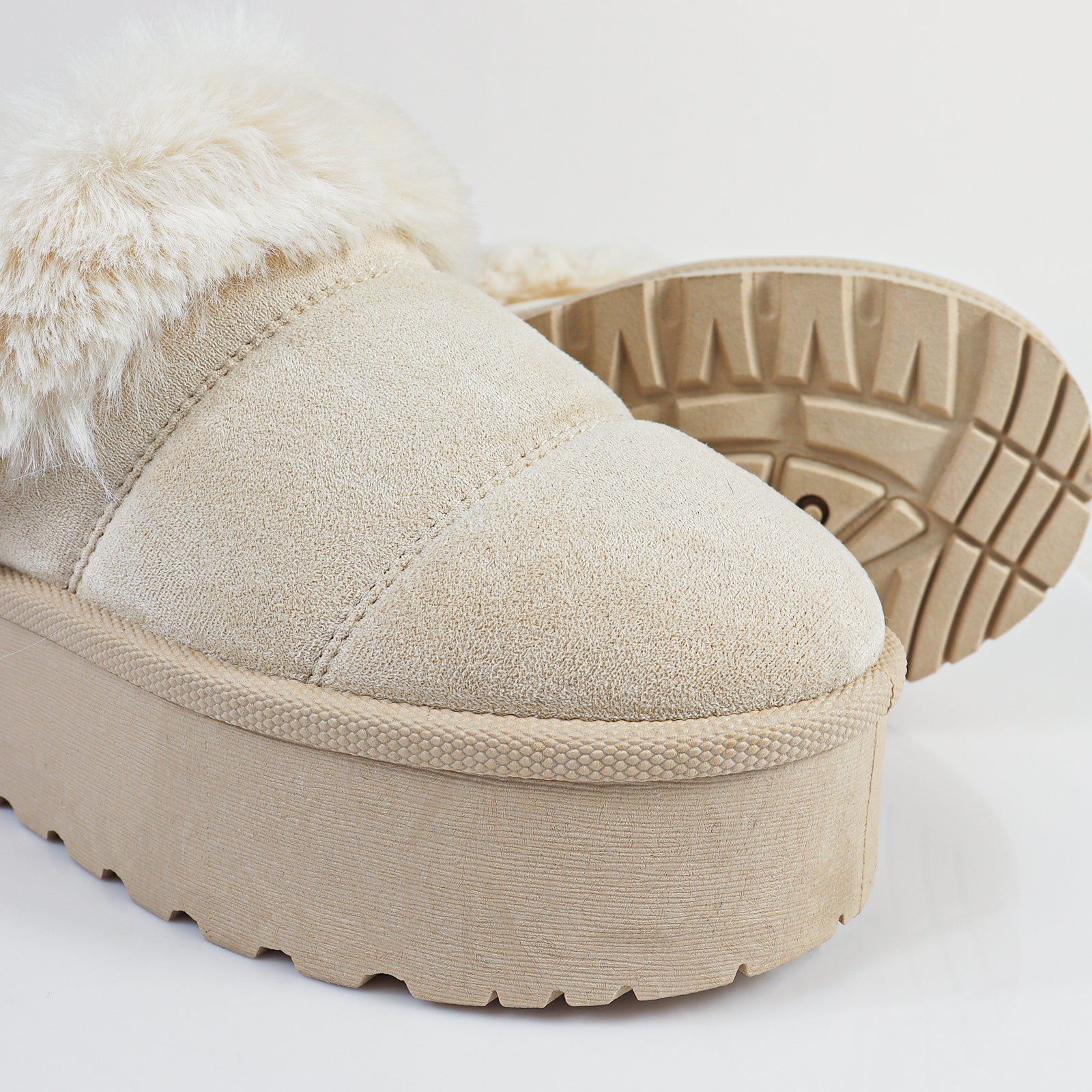 ERKLEY-1 FAUX FUR THICK PLATFORM BOOTIE CREAM