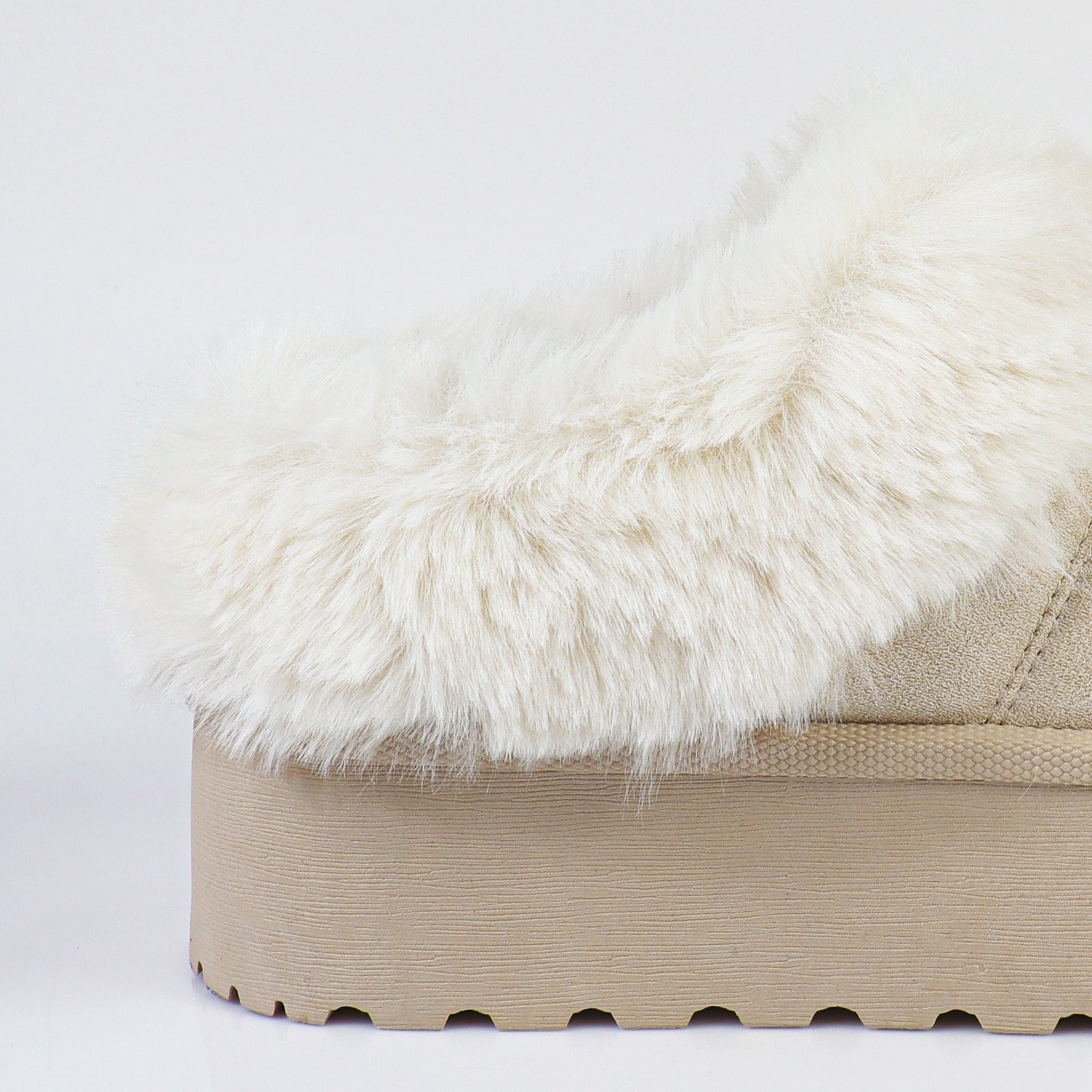 ERKLEY-1 FAUX FUR THICK PLATFORM BOOTIE CREAM
