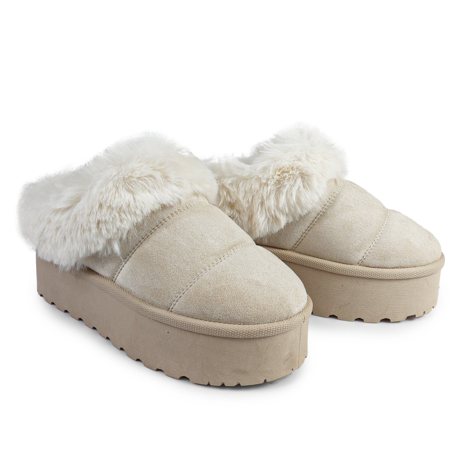 ERKLEY-1 FAUX FUR THICK PLATFORM BOOTIE CREAM