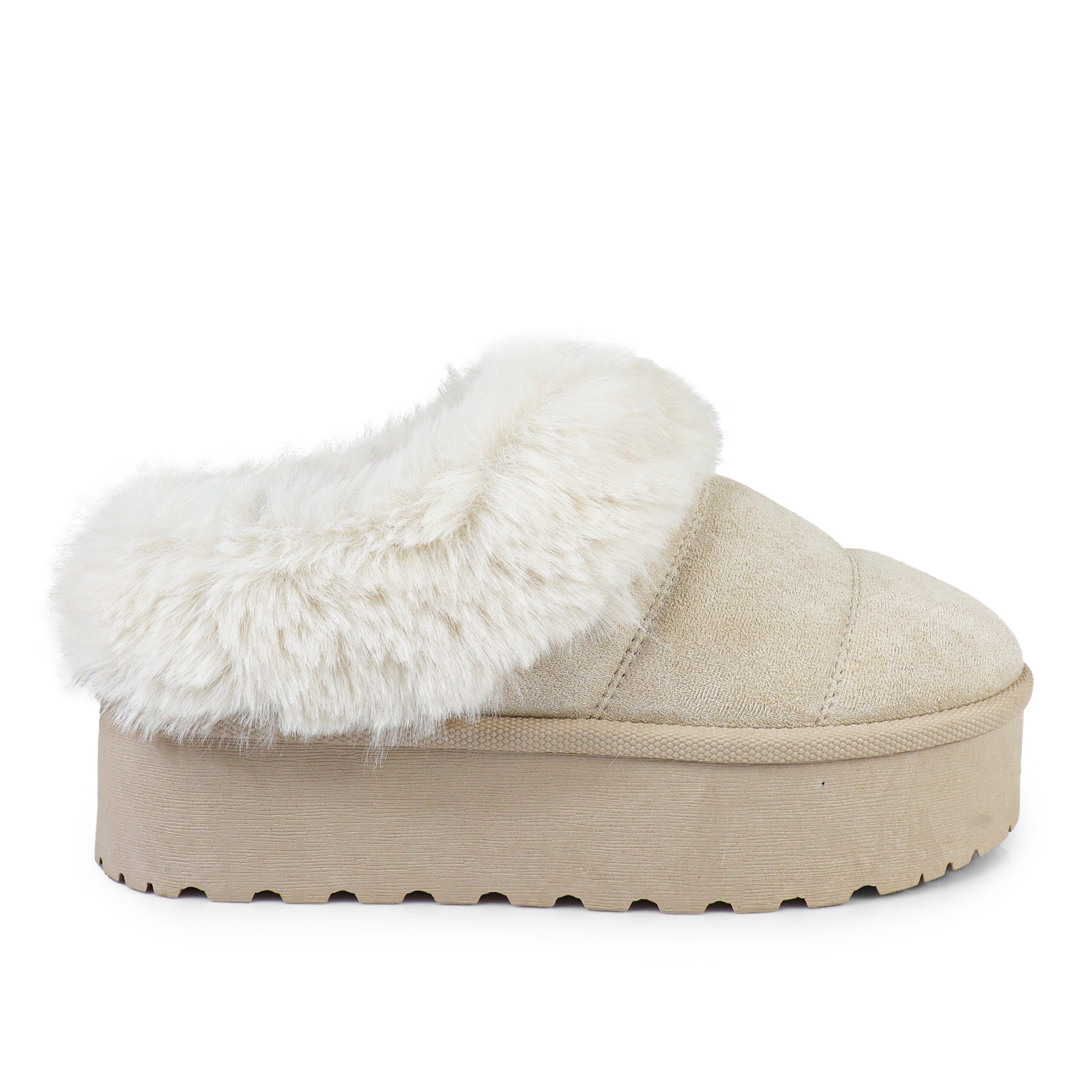 ERKLEY-1 FAUX FUR THICK PLATFORM BOOTIE CREAM