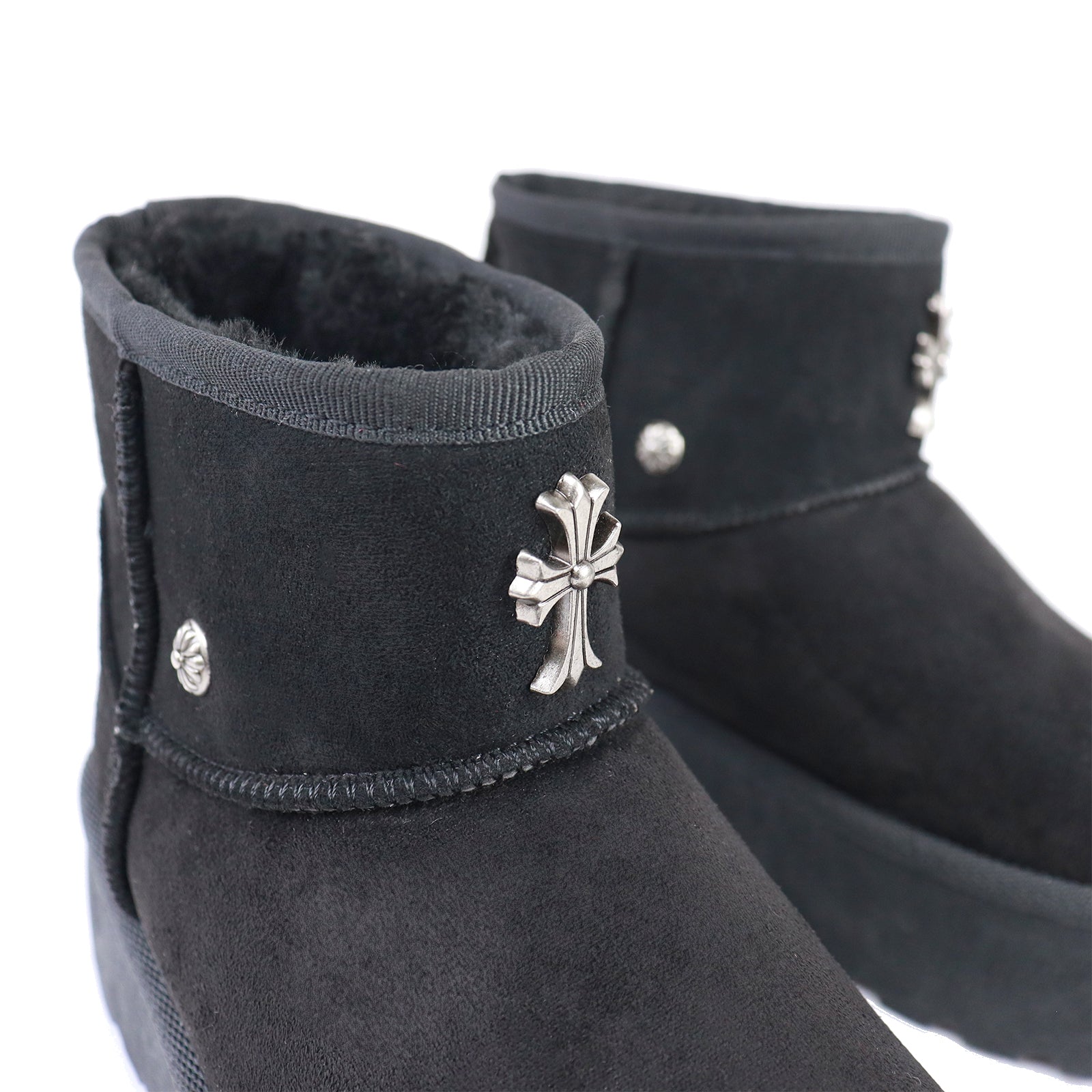 ERKLEY-2 CROSS FAUX FUR THICK PLATFORM BOOTIE BLACK