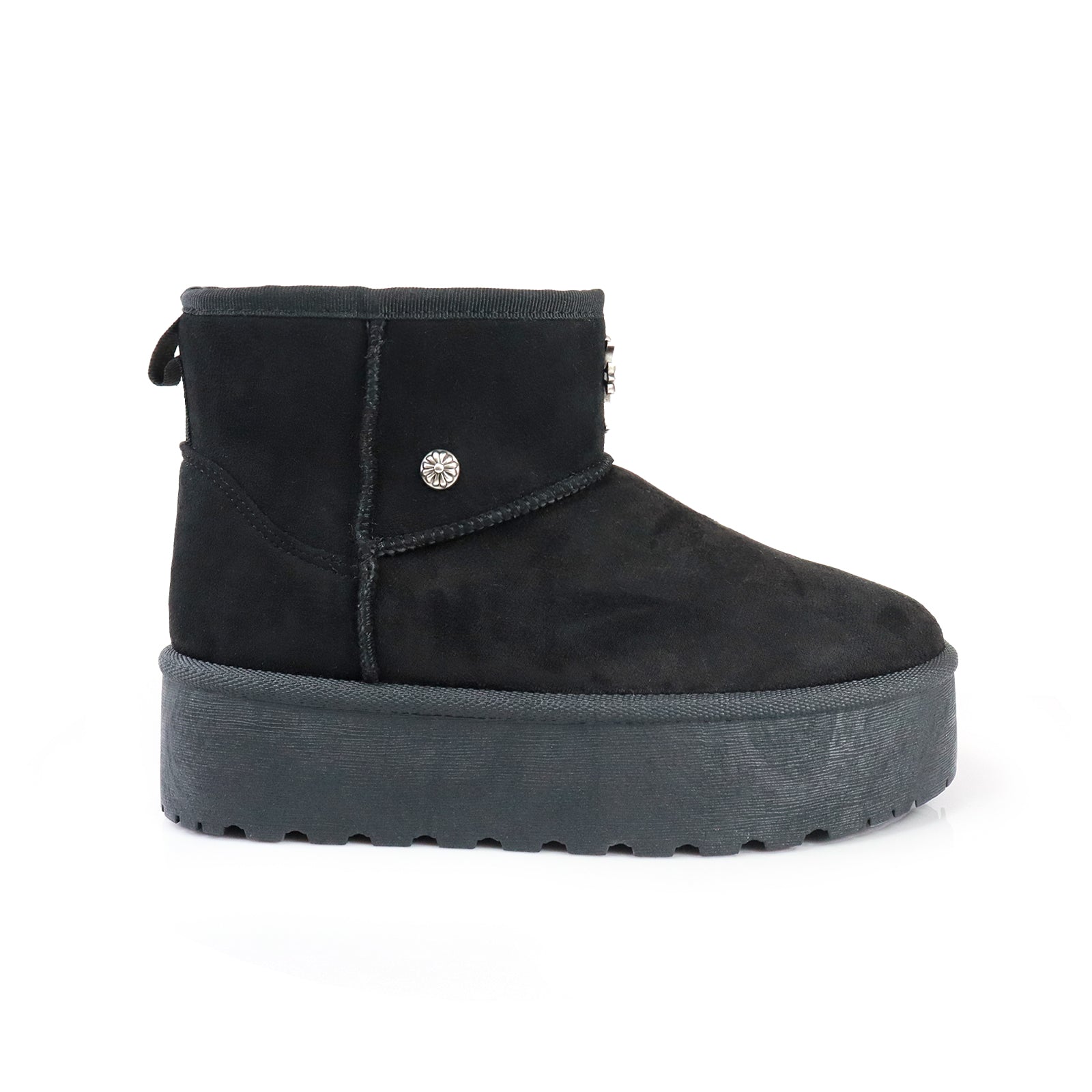 ERKLEY-2 CROSS FAUX FUR THICK PLATFORM BOOTIE BLACK