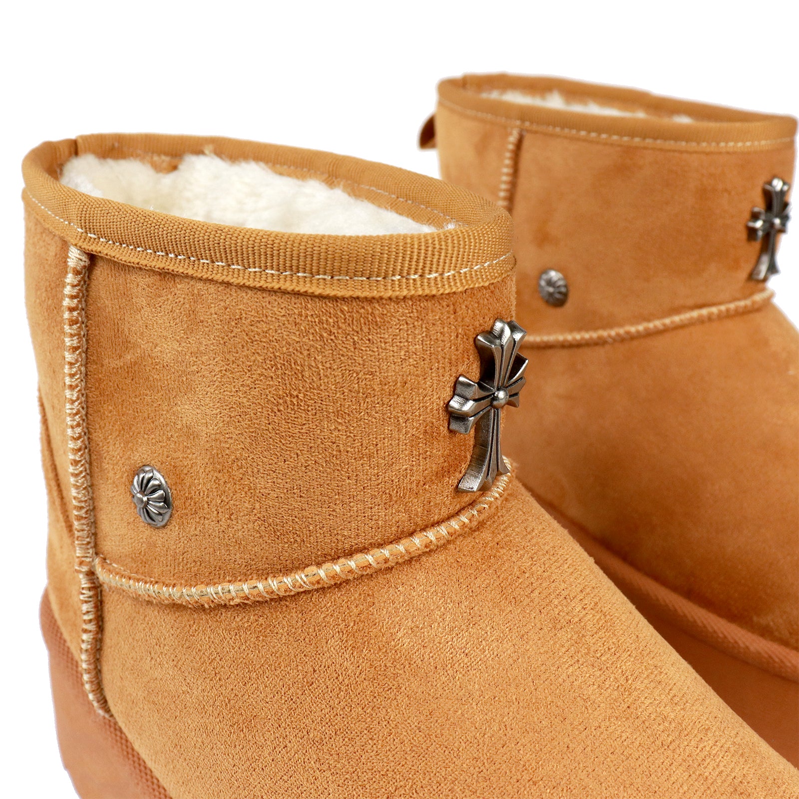 ERKLEY-2 CROSS FAUX FUR THICK PLATFORM BOOTIE CAMEL