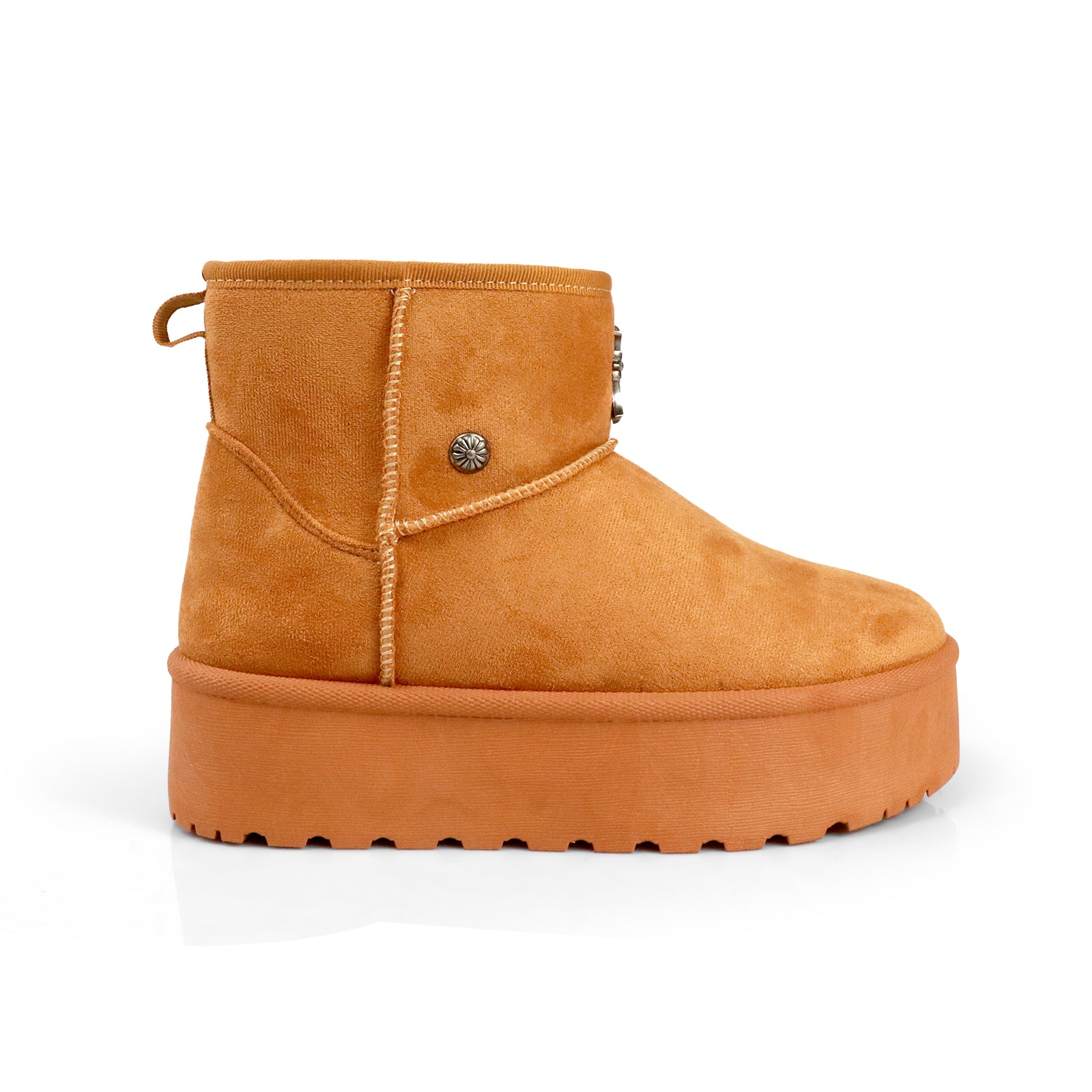 ERKLEY-2 CROSS FAUX FUR THICK PLATFORM BOOTIE CAMEL