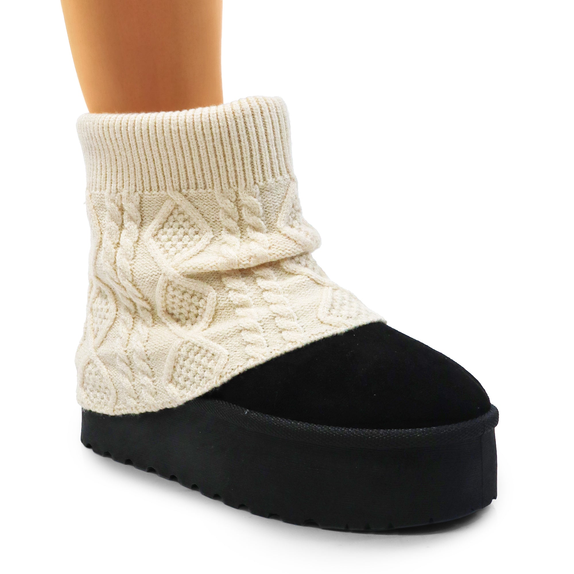 ERKLEY-3 KNIT SOCK THICK PLATFORM BOOTIE BLACK
