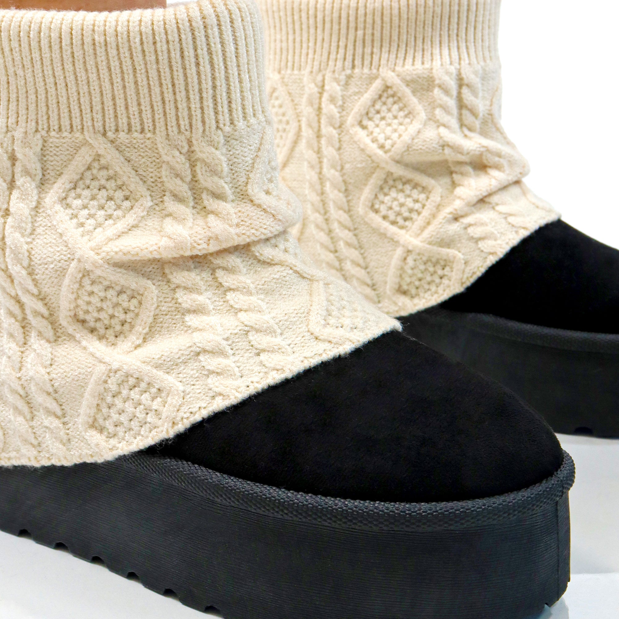 ERKLEY-3 KNIT SOCK THICK PLATFORM BOOTIE BLACK
