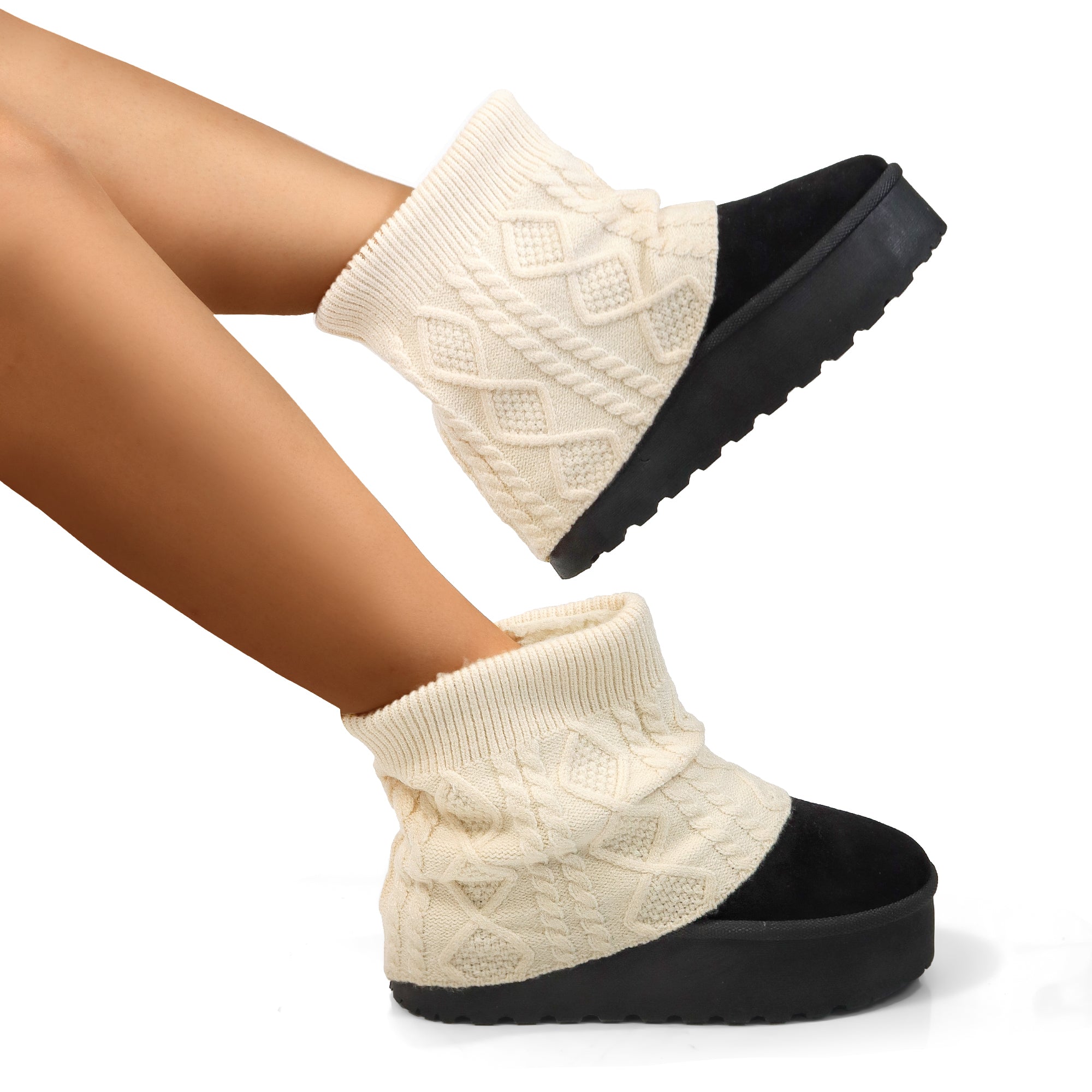 ERKLEY-3 KNIT SOCK THICK PLATFORM BOOTIE BLACK