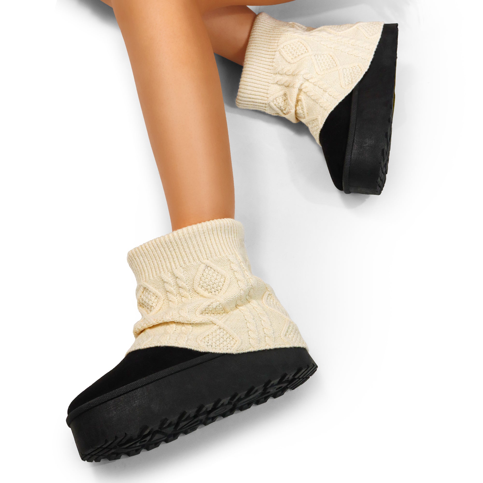 ERKLEY-3 KNIT SOCK THICK PLATFORM BOOTIE BLACK