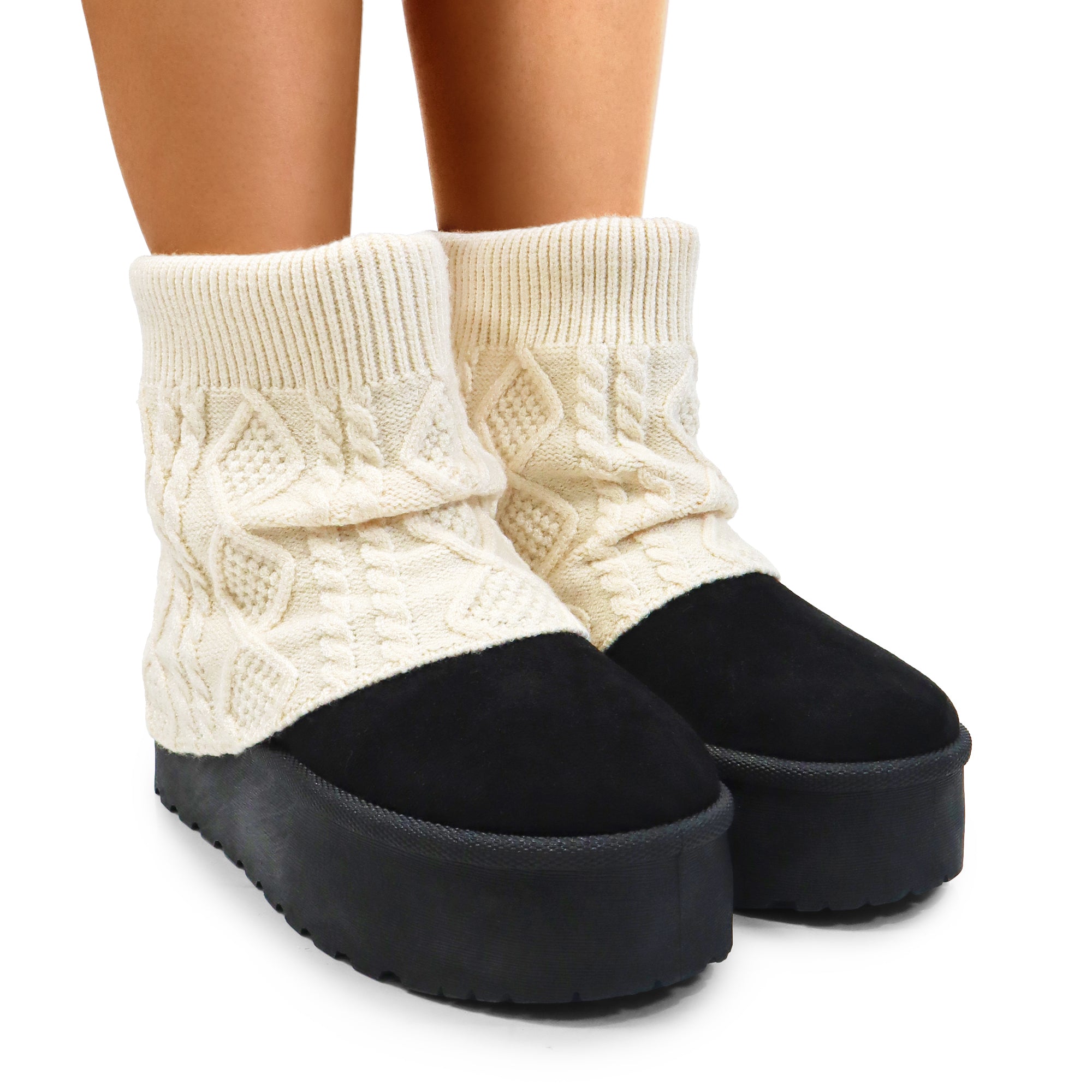 ERKLEY-3 KNIT SOCK THICK PLATFORM BOOTIE BLACK
