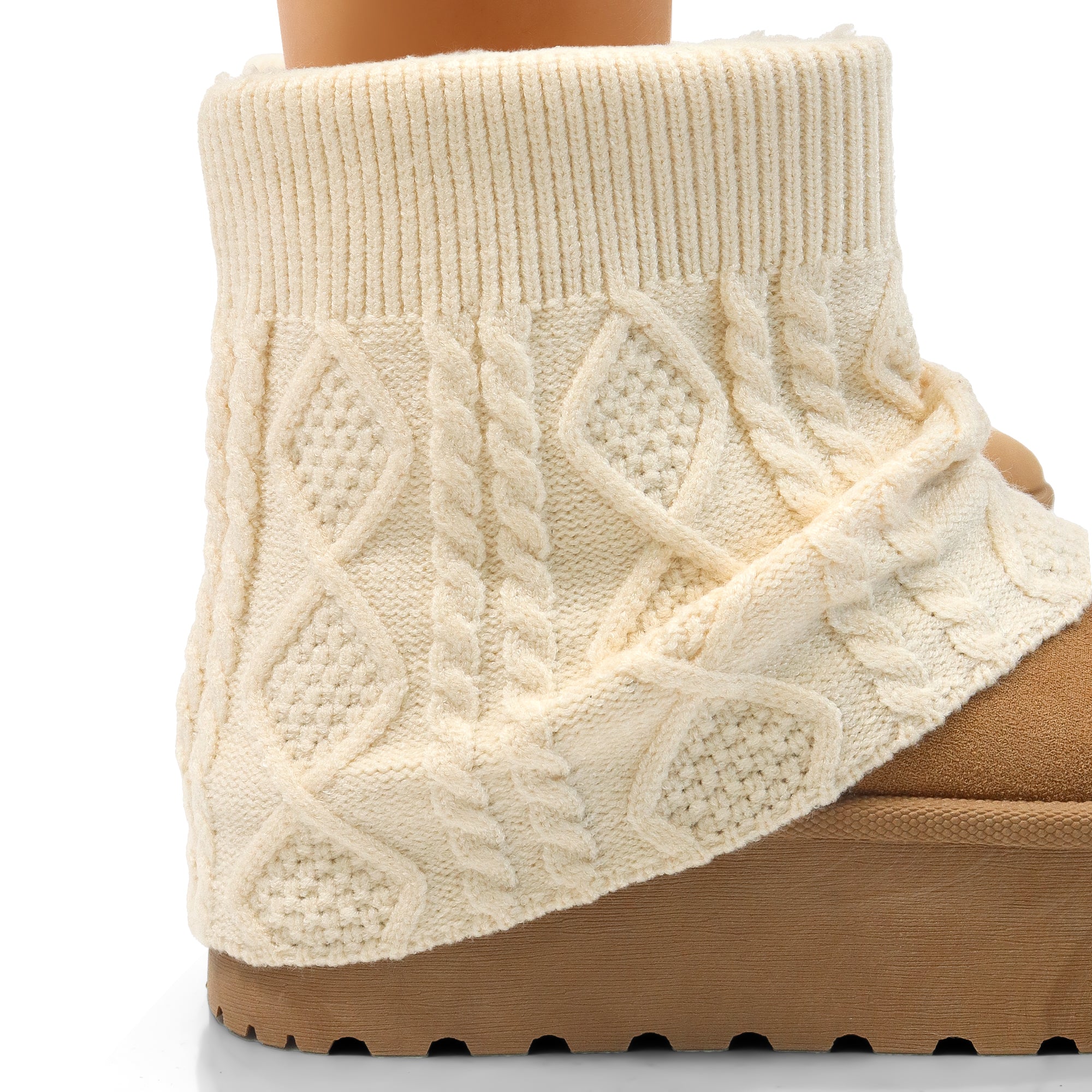 ERKLEY-3 KNIT SOCK THICK PLATFORM BOOTIE CAMEL