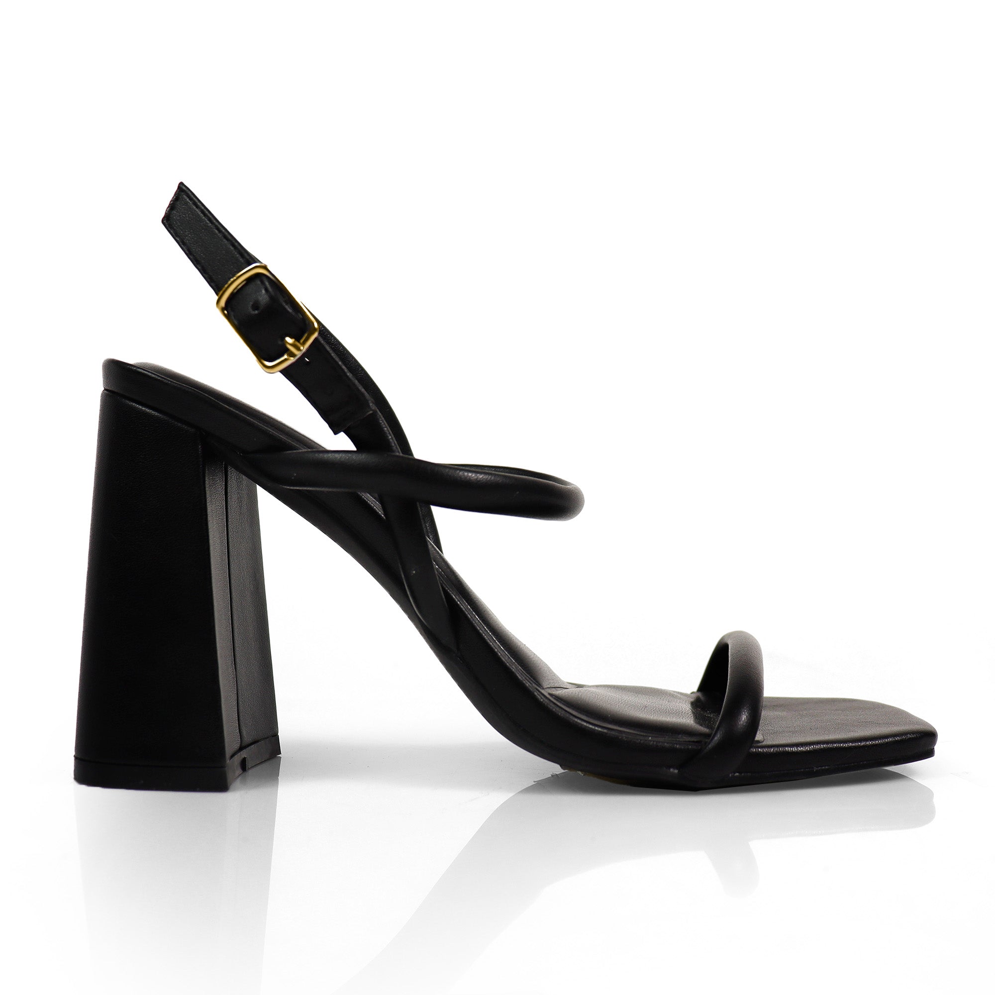 EVELYN-1 OPEN TOE ANKLE STRAP W/ HEEL BLACK