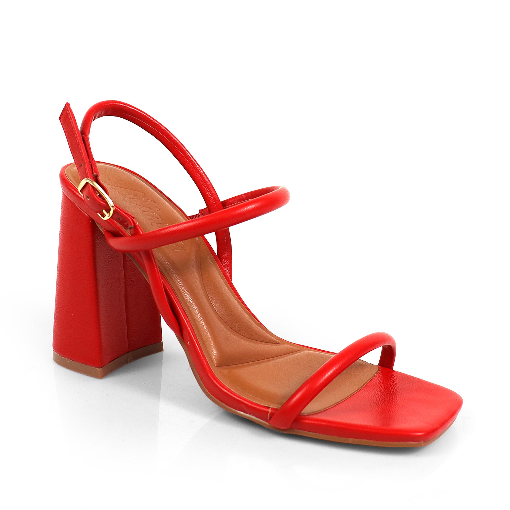 EVELYN-1 OPEN TOE ANKLE STRAP W/ HEEL RED
