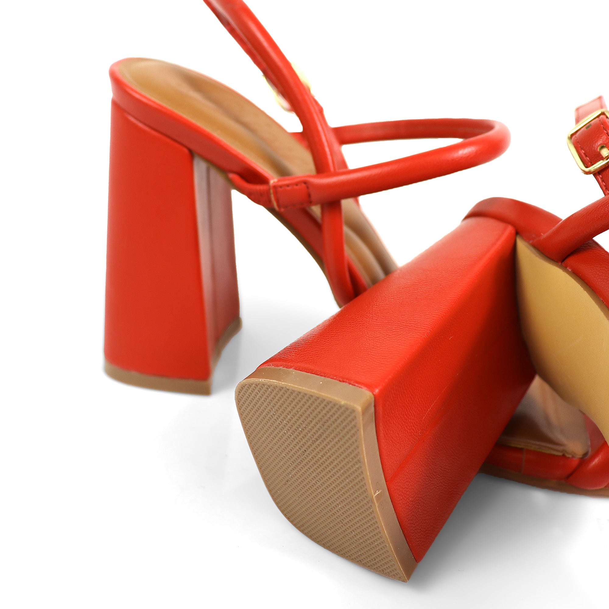 EVELYN-1 OPEN TOE ANKLE STRAP W/ HEEL RED