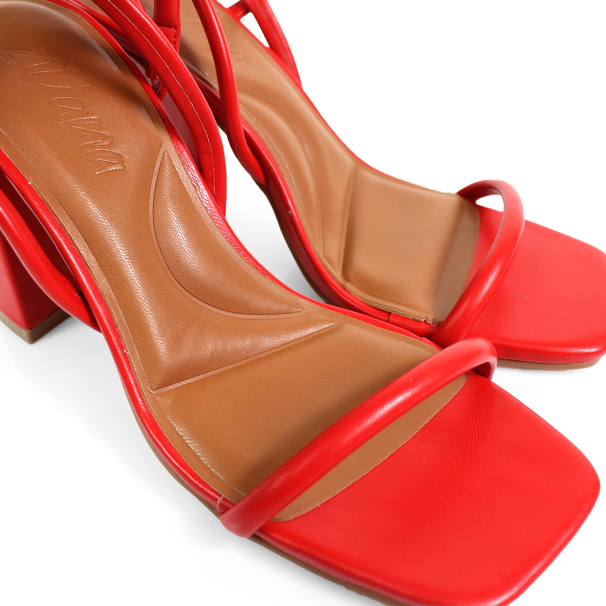 EVELYN-1 OPEN TOE ANKLE STRAP W/ HEEL RED