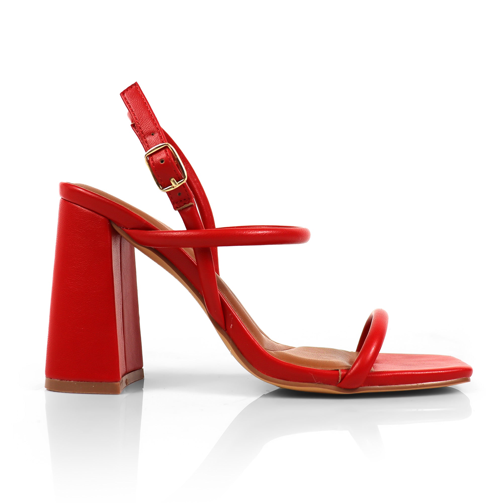EVELYN-1 OPEN TOE ANKLE STRAP W/ HEEL RED