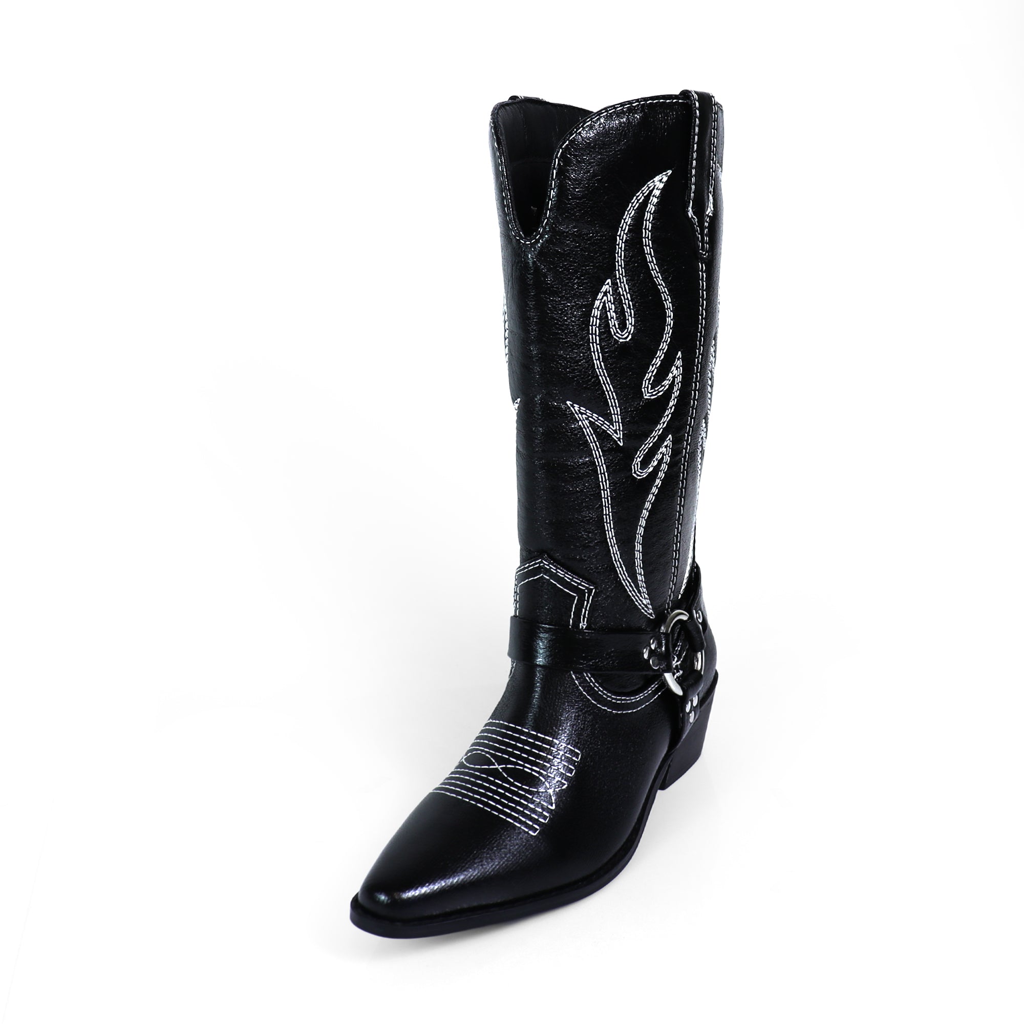 EVIE-1 COWBOY BOOTS W/ EMBROIDERED BLACK