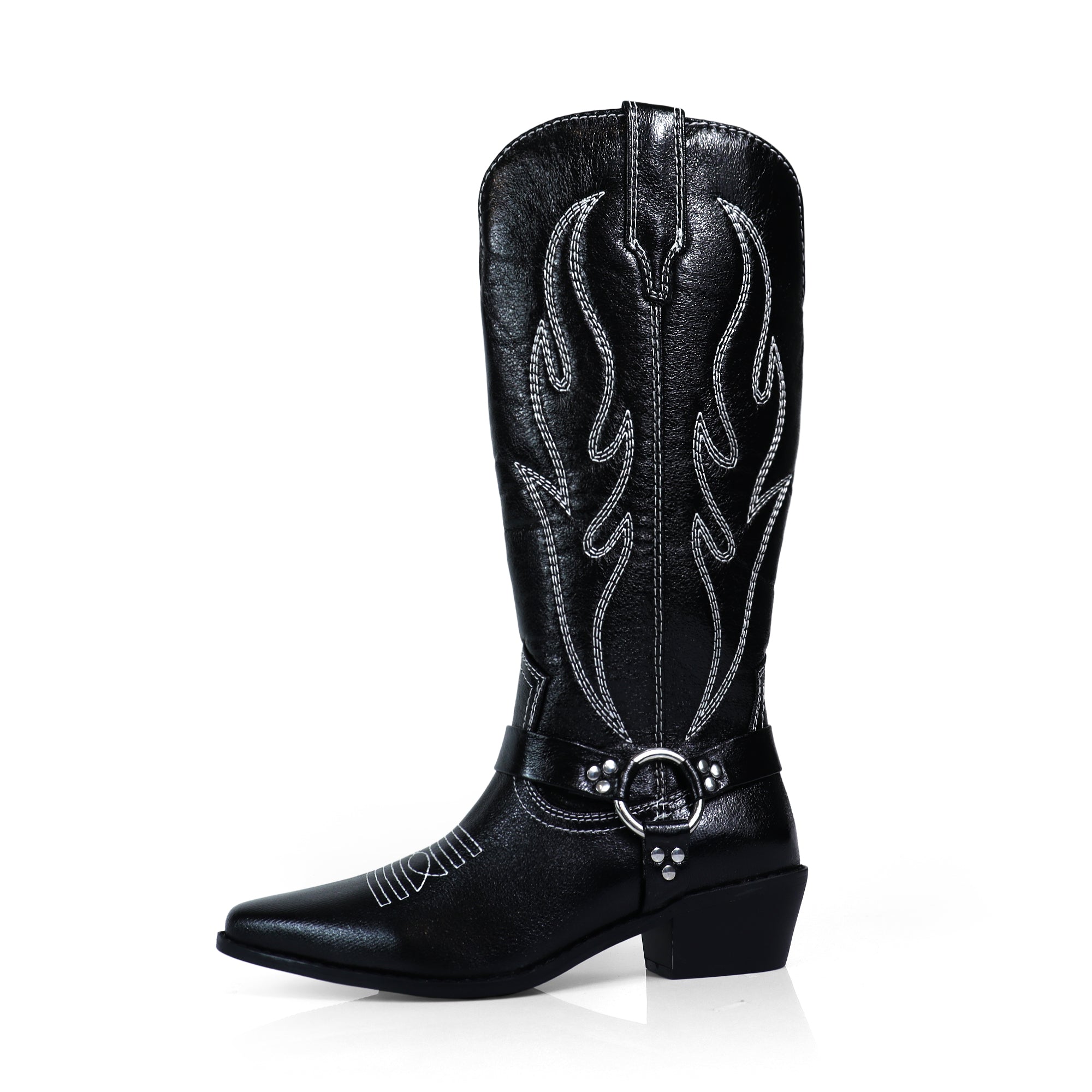 EVIE-1 COWBOY BOOTS W/ EMBROIDERED BLACK