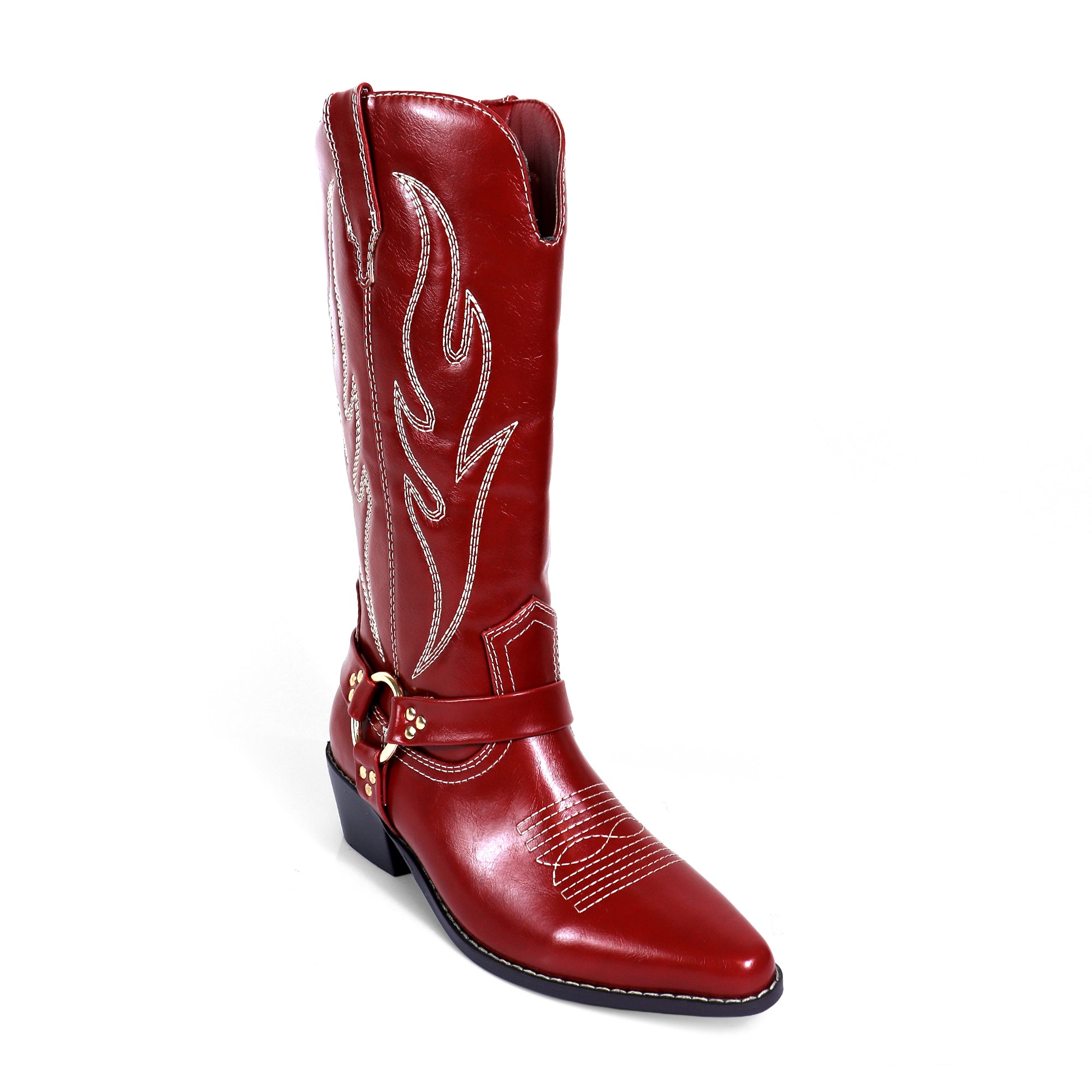 EVIE-1 COWBOY BOOTS W/ EMBROIDERED RED