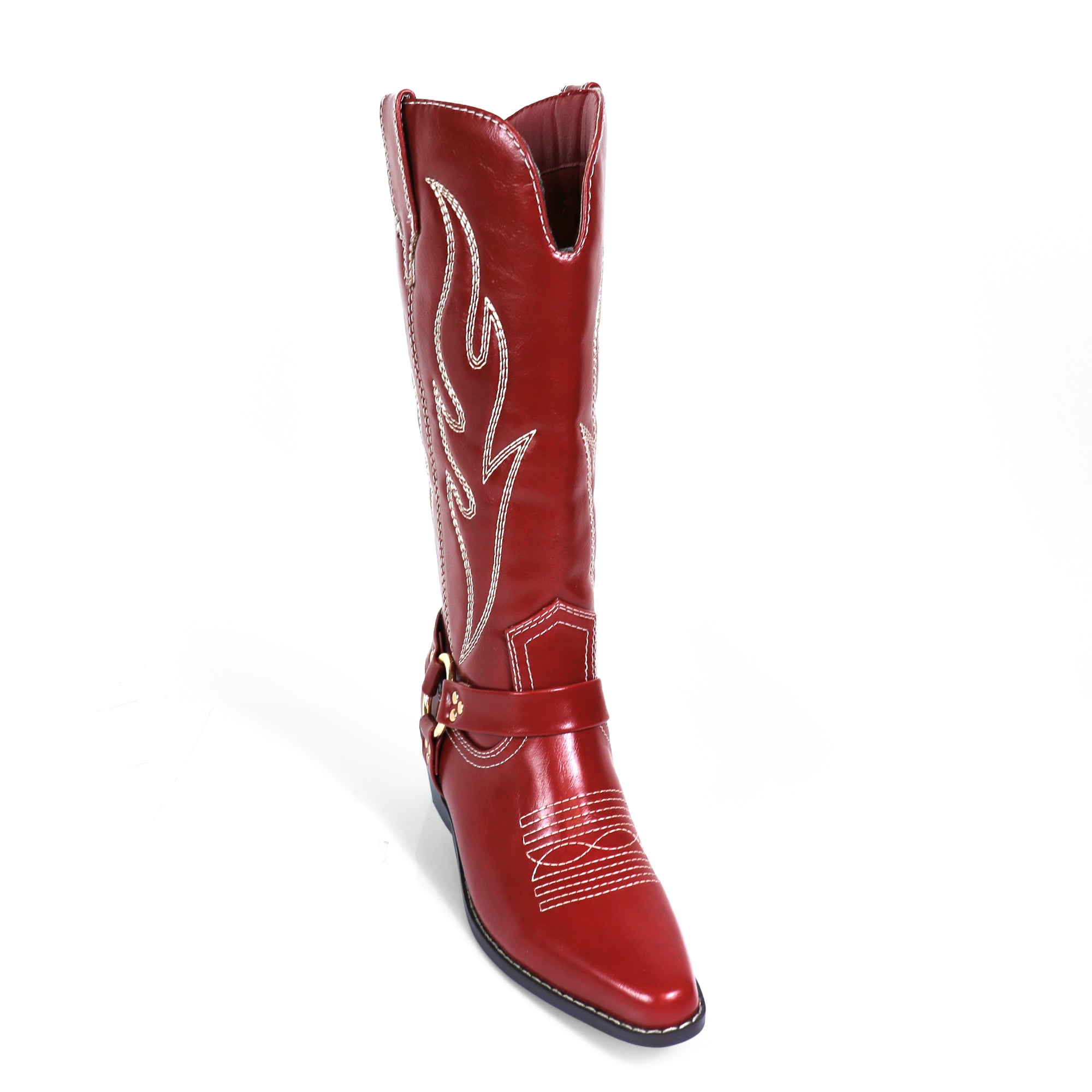 EVIE-1 COWBOY BOOTS W/ EMBROIDERED RED