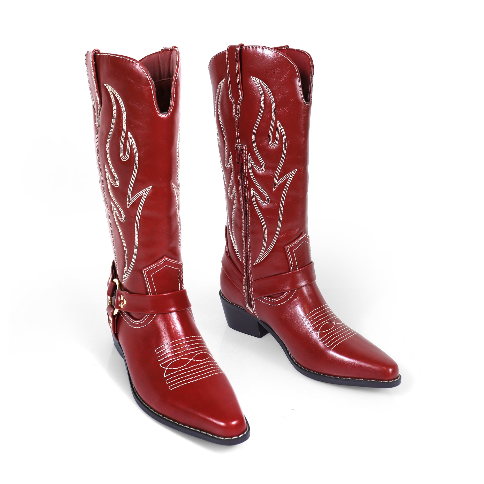 EVIE-1 COWBOY BOOTS W/ EMBROIDERED RED
