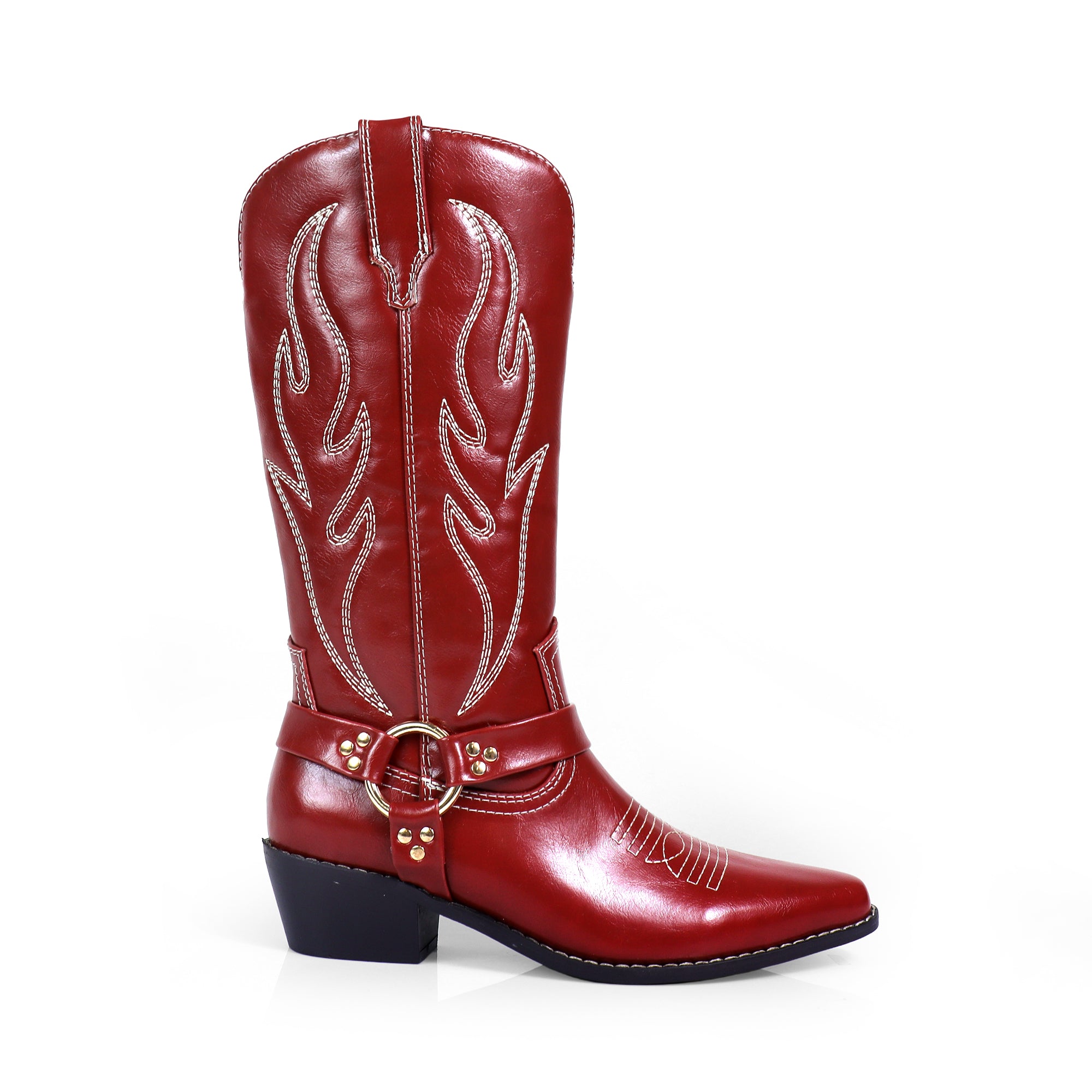 EVIE-1 COWBOY BOOTS W/ EMBROIDERED RED