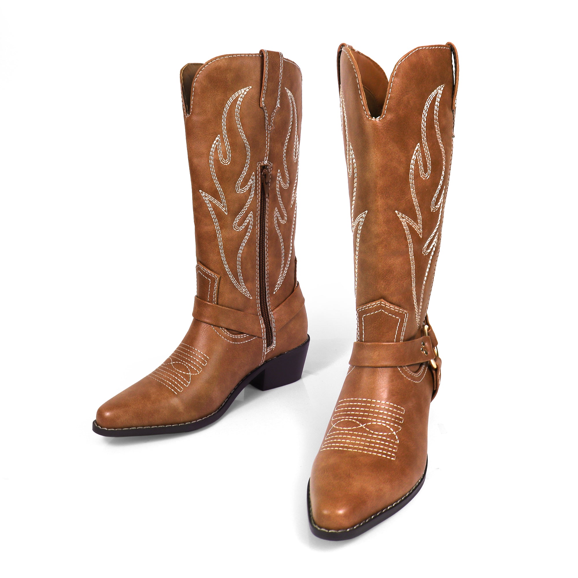 EVIE-1 COWBOY BOOTS W/ EMBROIDERED TAN