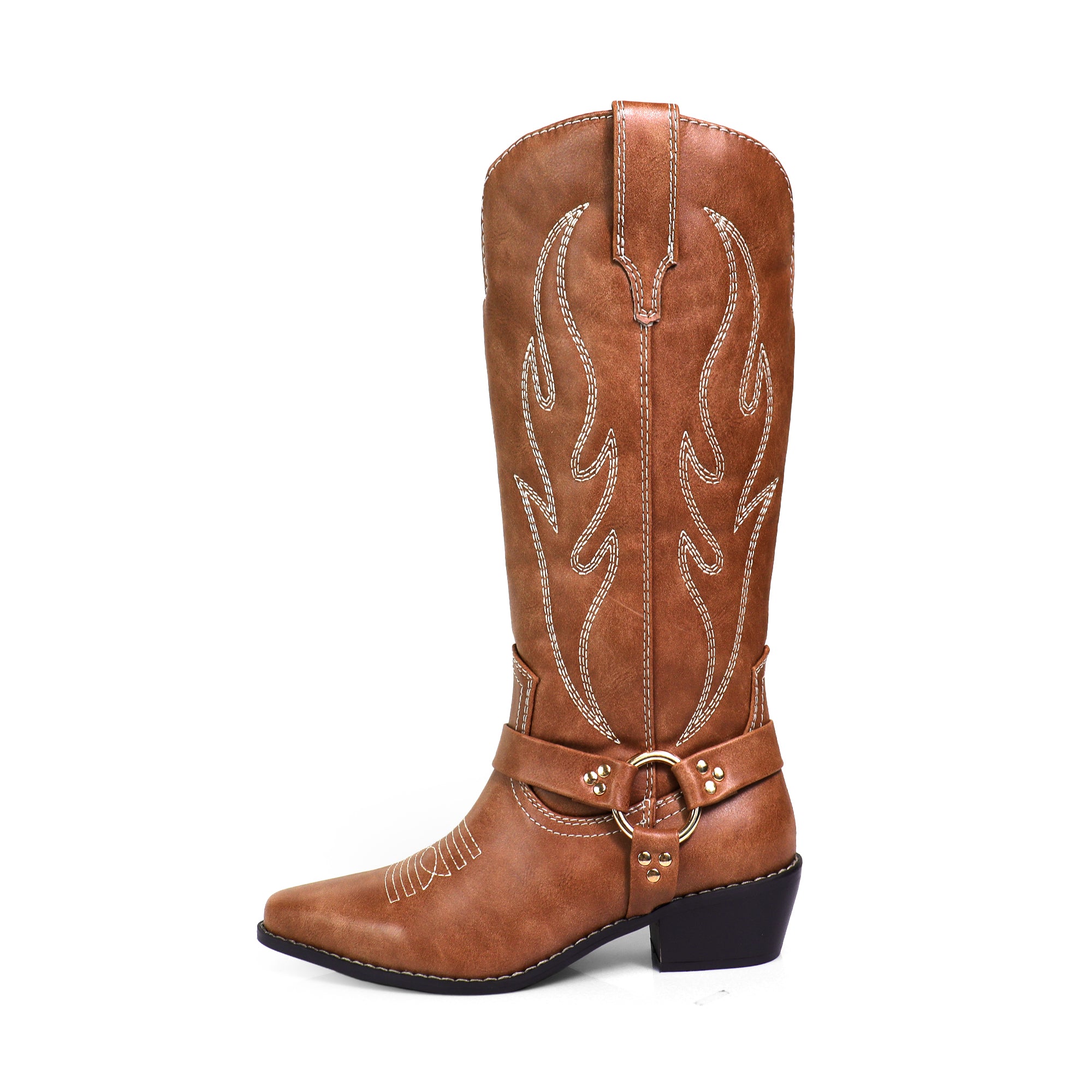 EVIE-1 COWBOY BOOTS W/ EMBROIDERED TAN