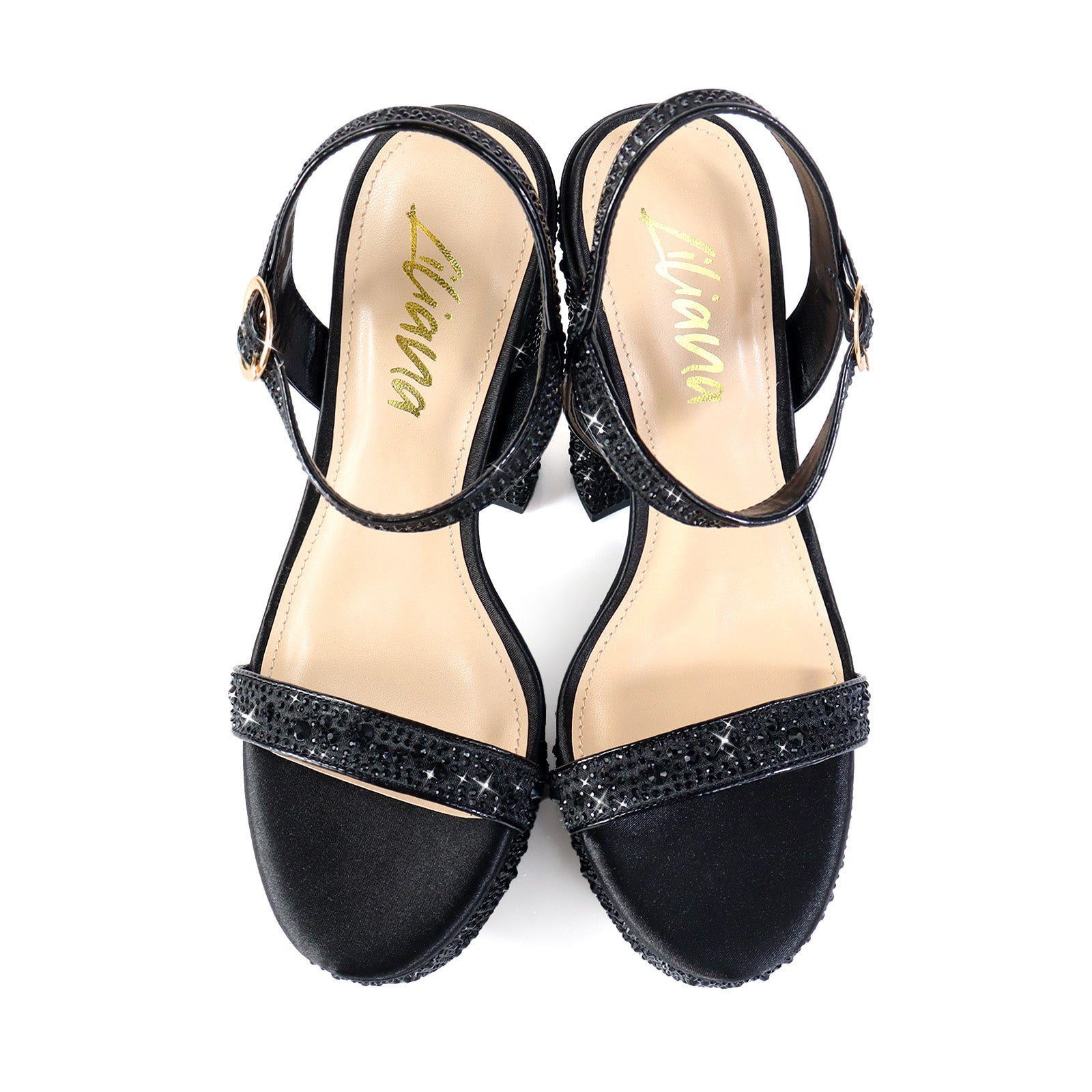 FABIOSA-1 RHINESTONE OPEN TOE W/ PLATFORM HEEL BLACK