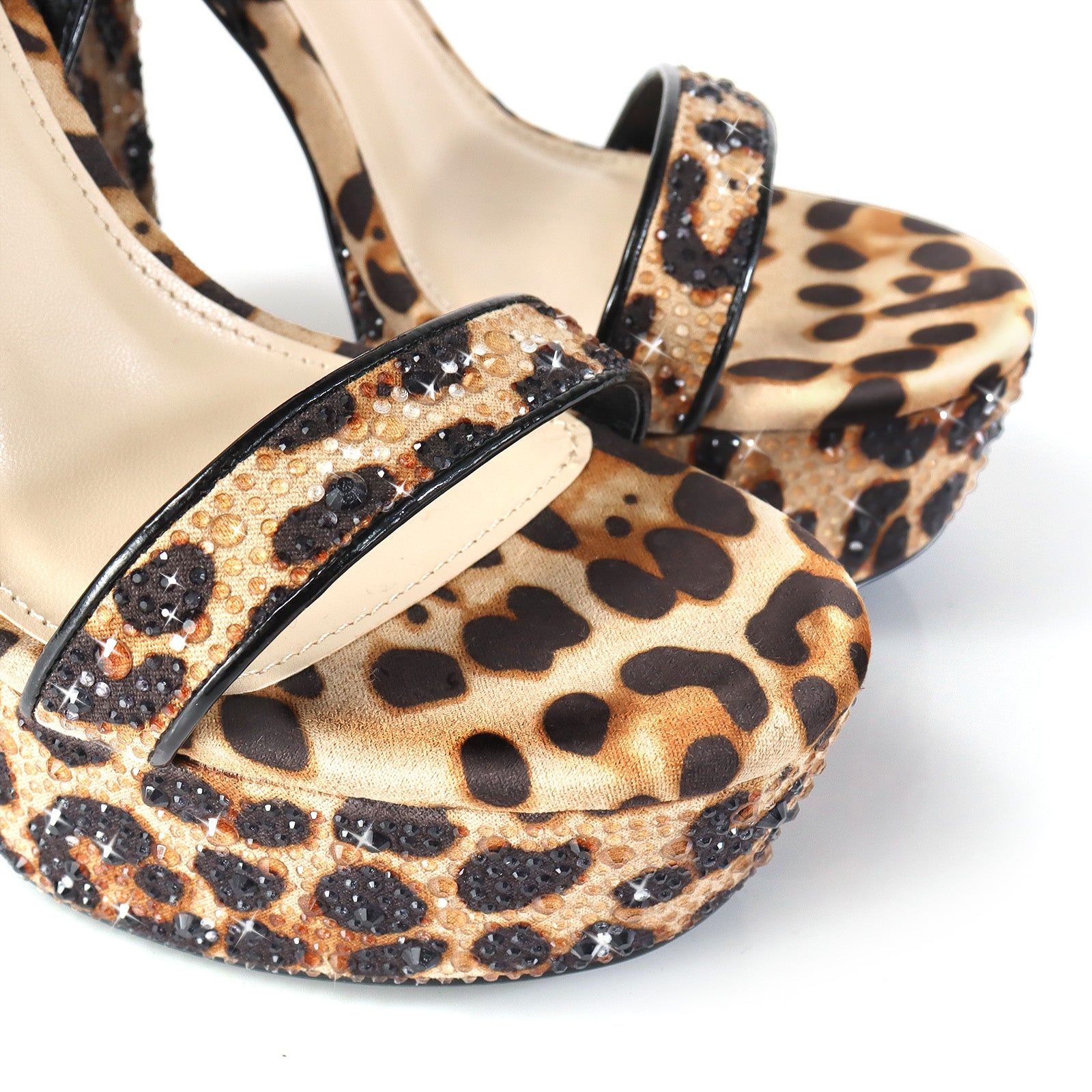 FABIOSA-1 RHINESTONE OPEN TOE W/ PLATFORM HEEL LEOPARD