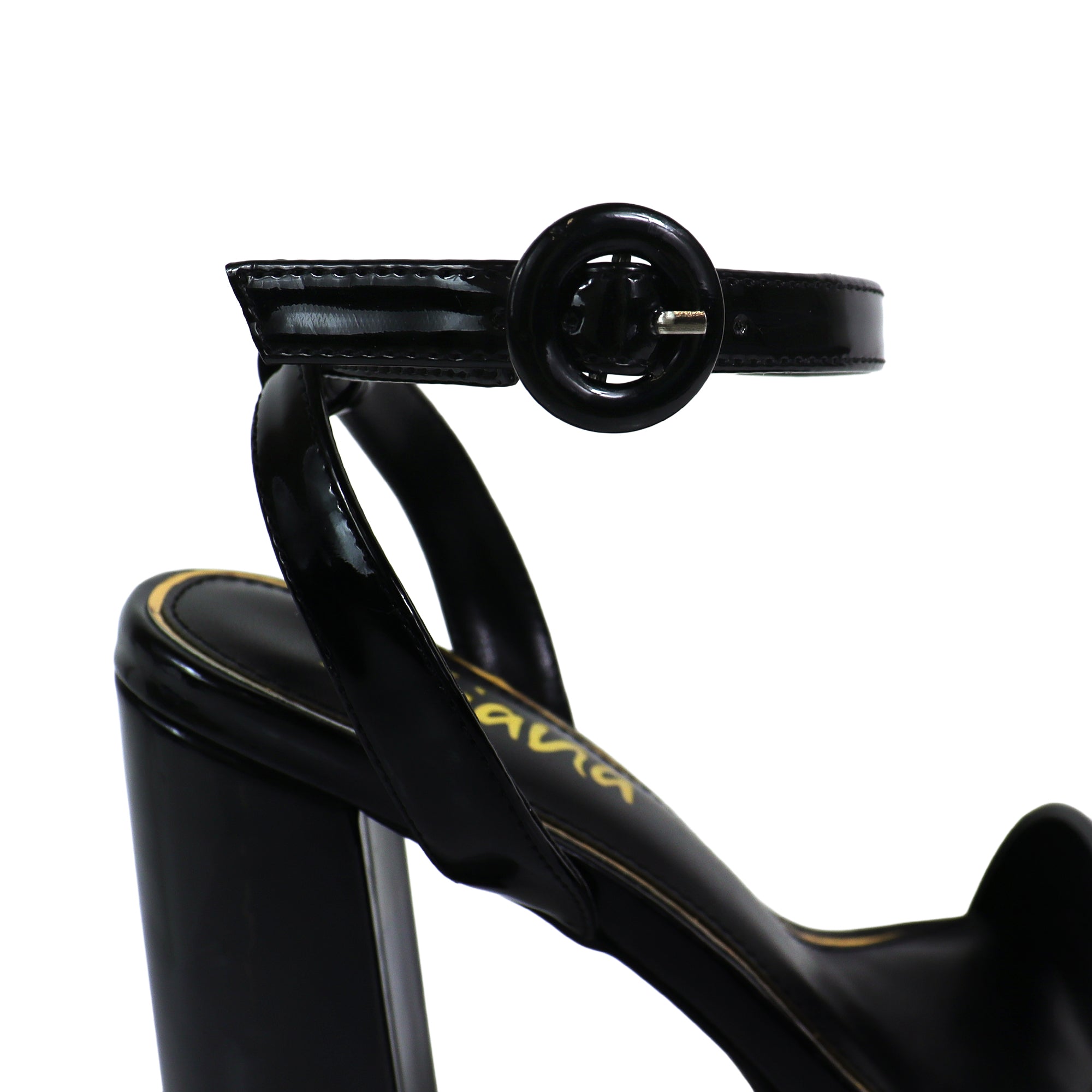 FELIZA-2 PATENT ANCKLE STRAP PLATFORM HEEL BLACK