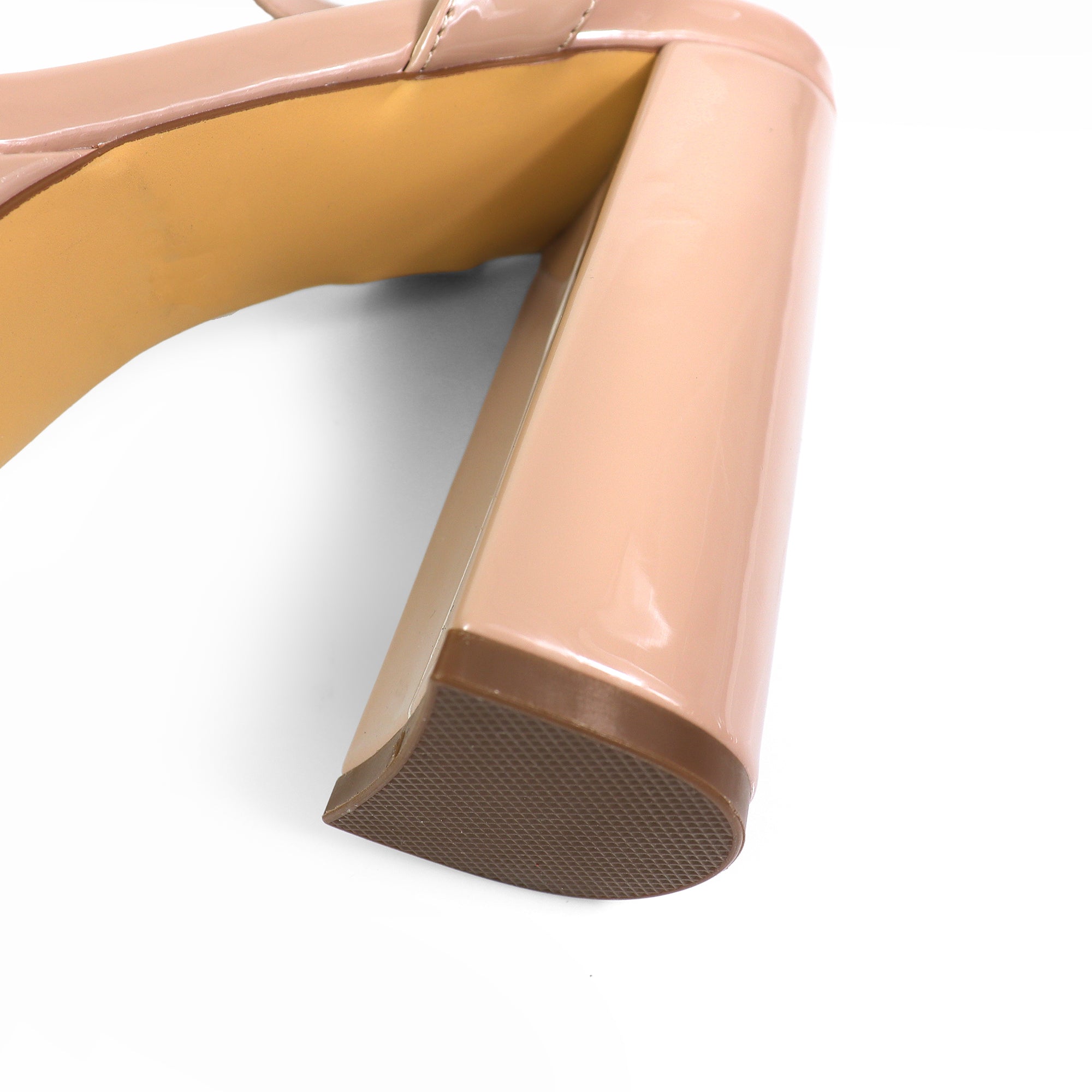 FELIZA-2 PATENT ANCKLE STRAP PLATFORM HEEL NUDE
