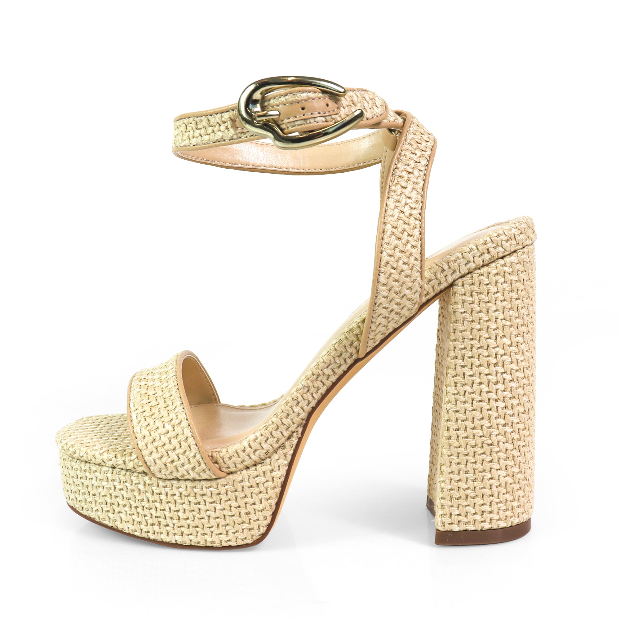 FELIZA-4 RAFFIA PLATFORM HEEL LINEN
