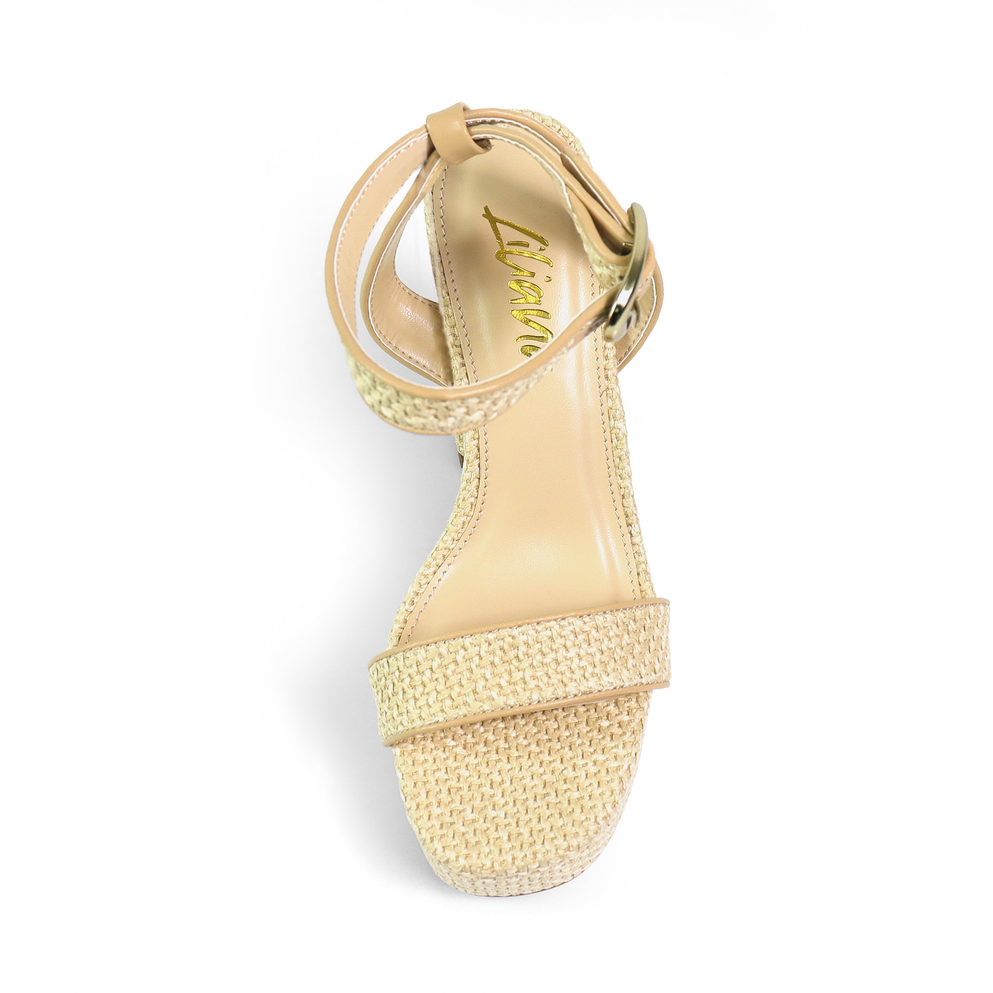 FELIZA-4 RAFFIA PLATFORM HEEL LINEN