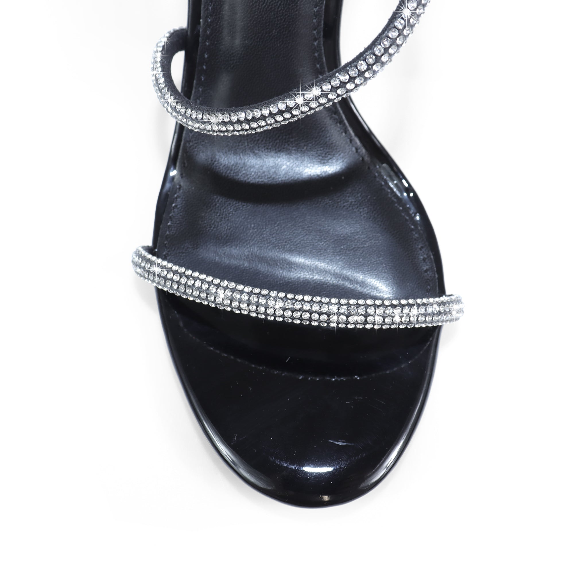 FLETCHER-5 ASYMMETRICAL RHINESTONE STRAP HEEL BLACK
