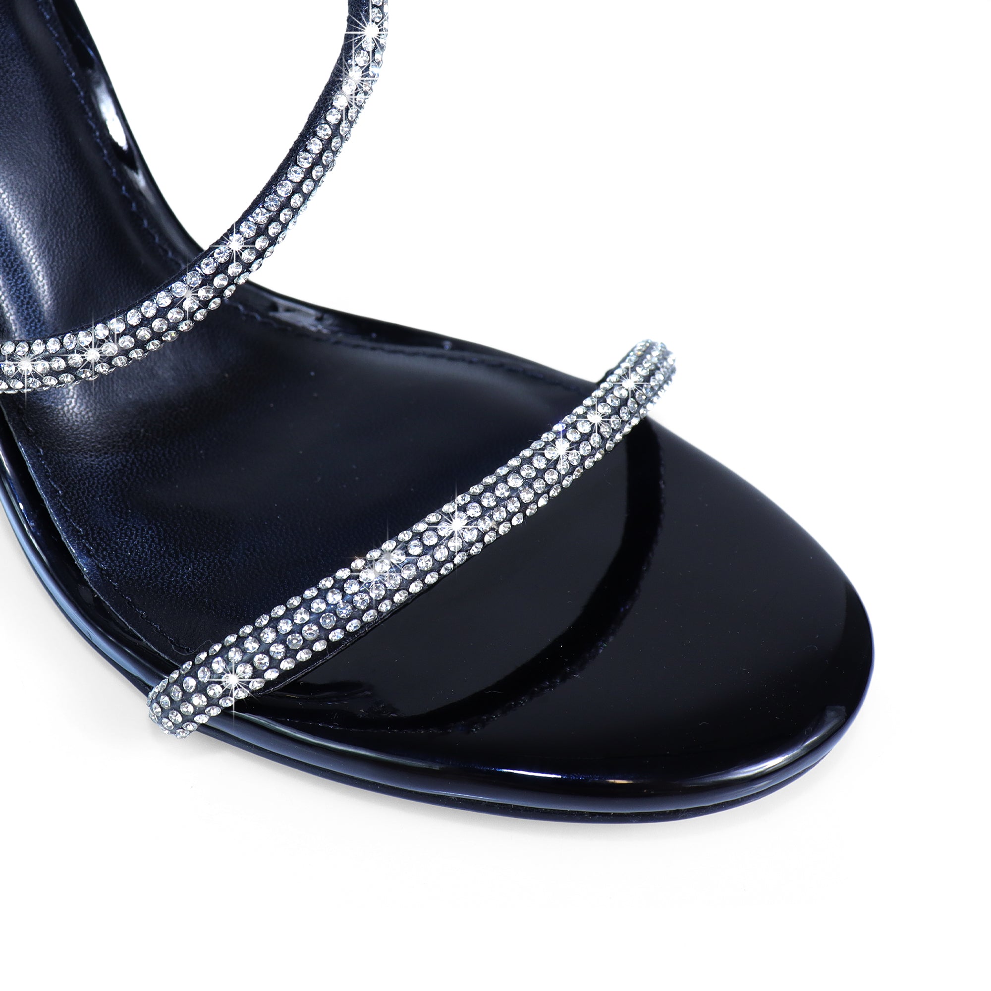 FLETCHER-5 ASYMMETRICAL RHINESTONE STRAP HEEL BLACK