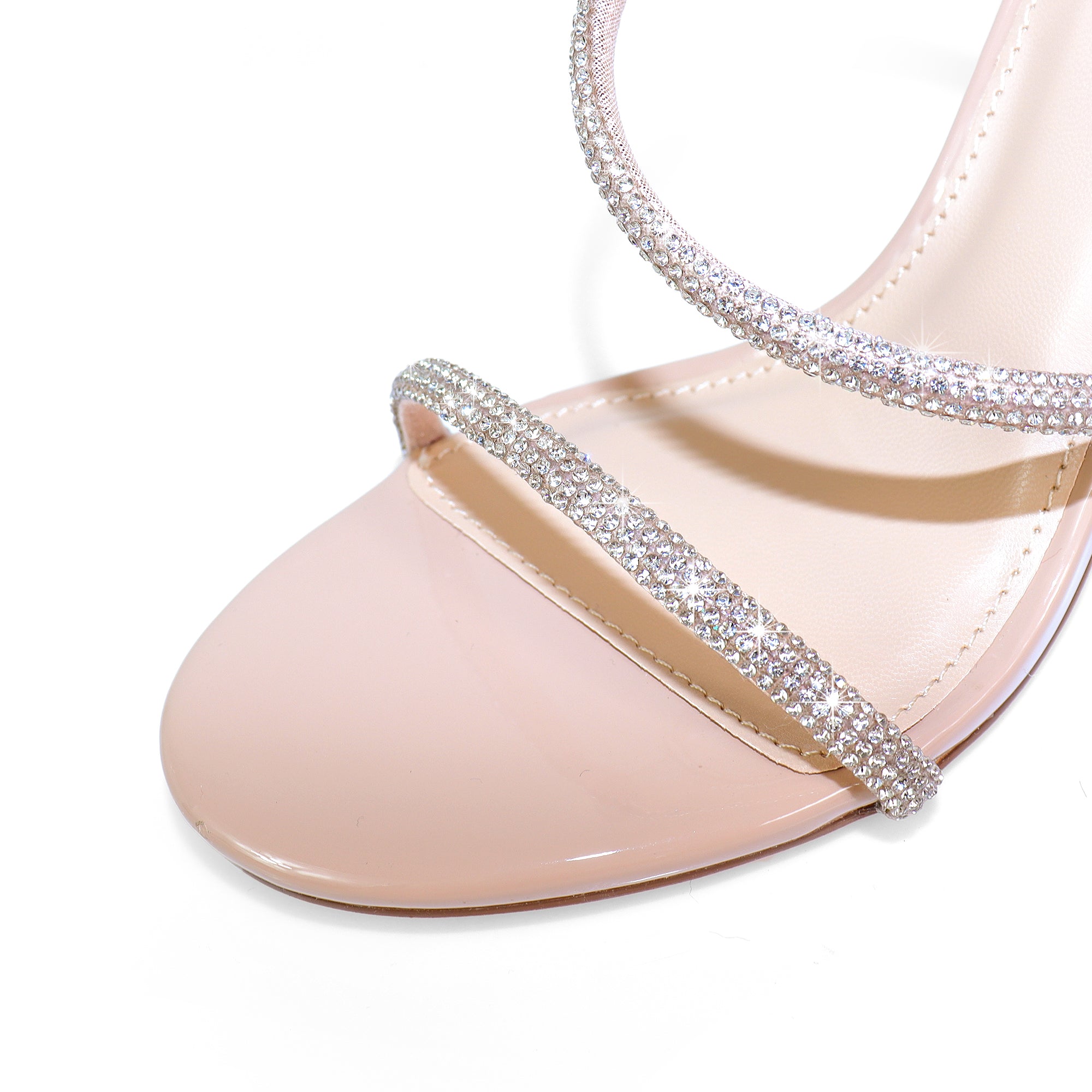FLETCHER-5 ASYMMETRICAL RHINESTONE STRAP HEEL NUDE