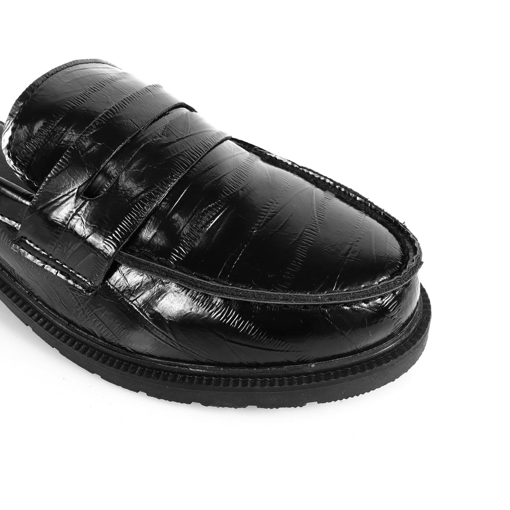 FLORESITA-1 PENNY LOAFER SLIDE BLACK CROC
