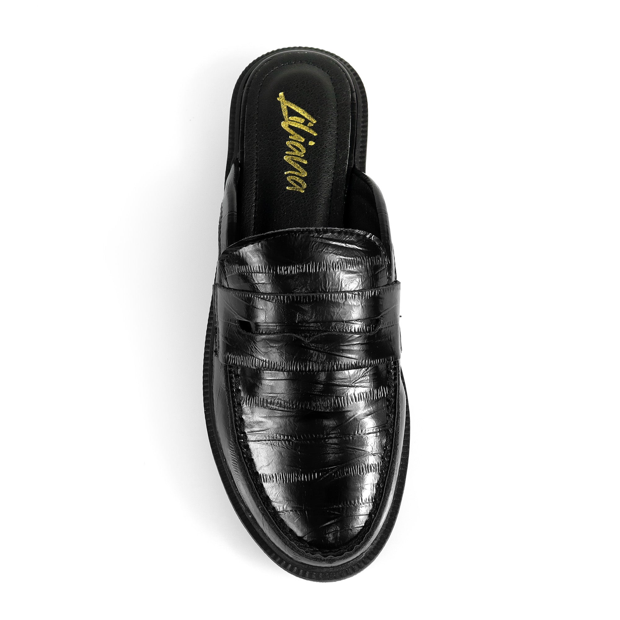FLORESITA-1 PENNY LOAFER SLIDE BLACK CROC