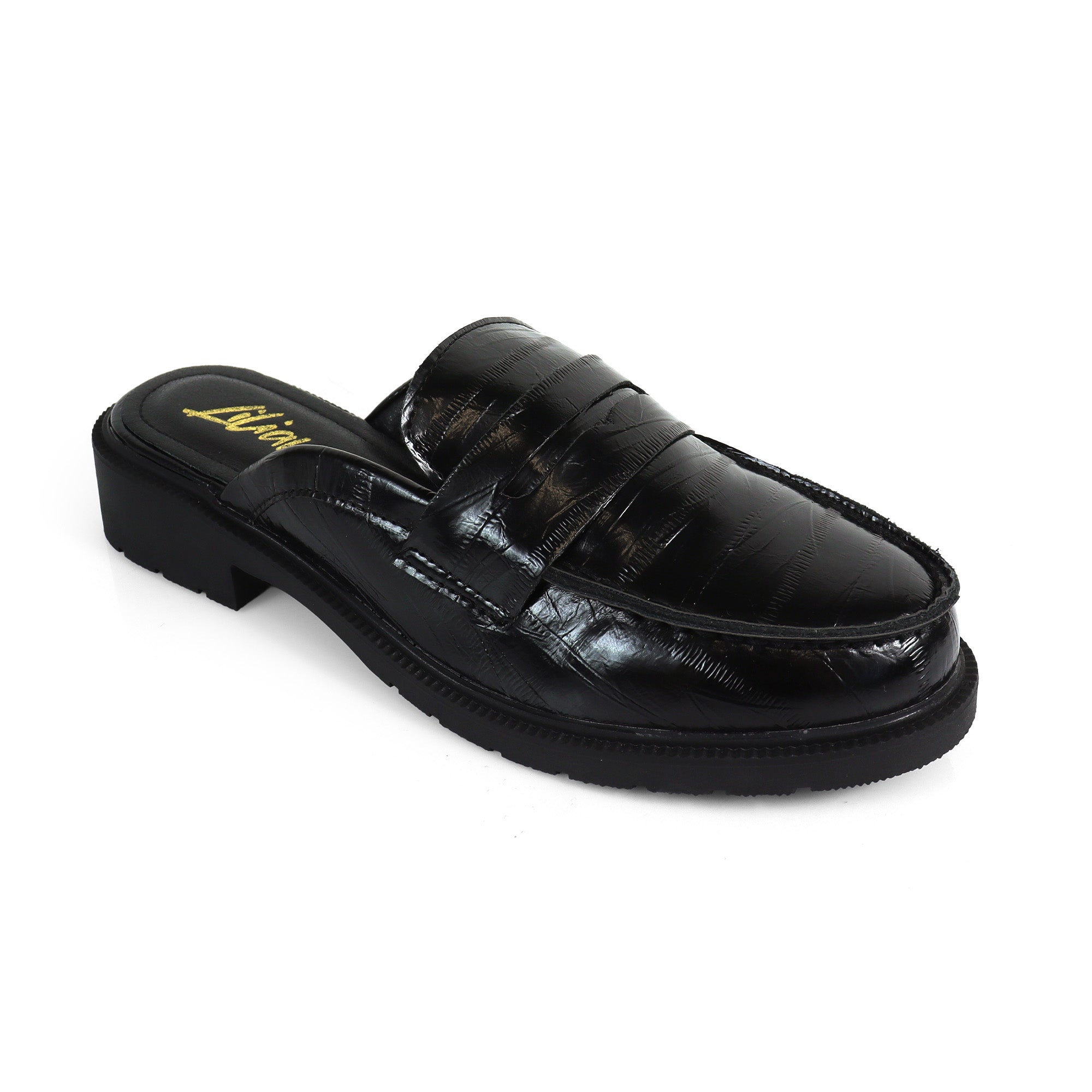 FLORESITA-1 PENNY LOAFER SLIDE BLACK CROC